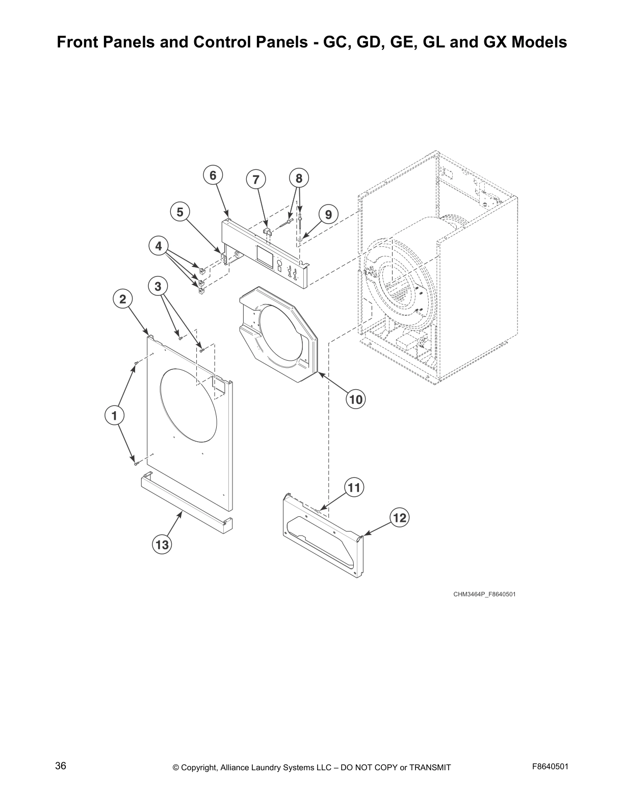Front Panels and Control Panels - GC, GD, GE, GL and GX Models