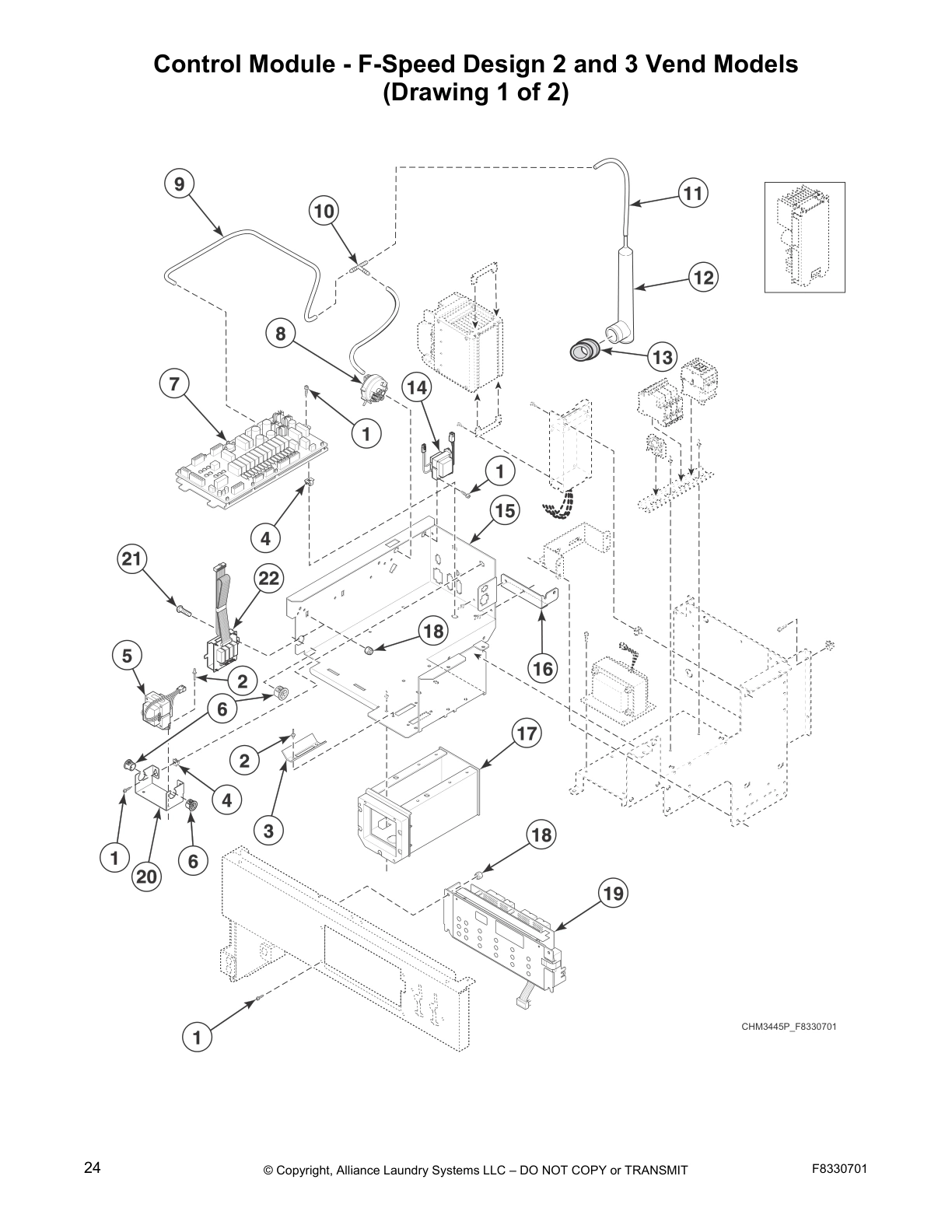 Control Module - F-Speed Design 2 and 3 Vend Models 
(Drawing 1 of 2)