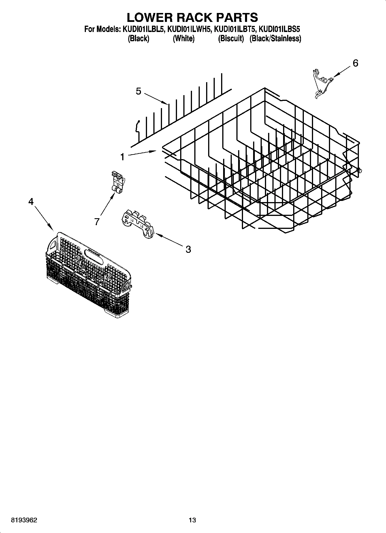 11 - LOWER RACK PARTS, OPTIONAL PARTS (NOT INCLUDED)