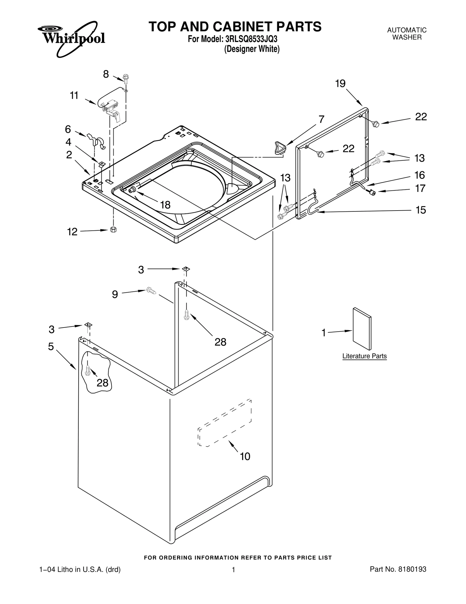 TOP AND CABINET PARTS