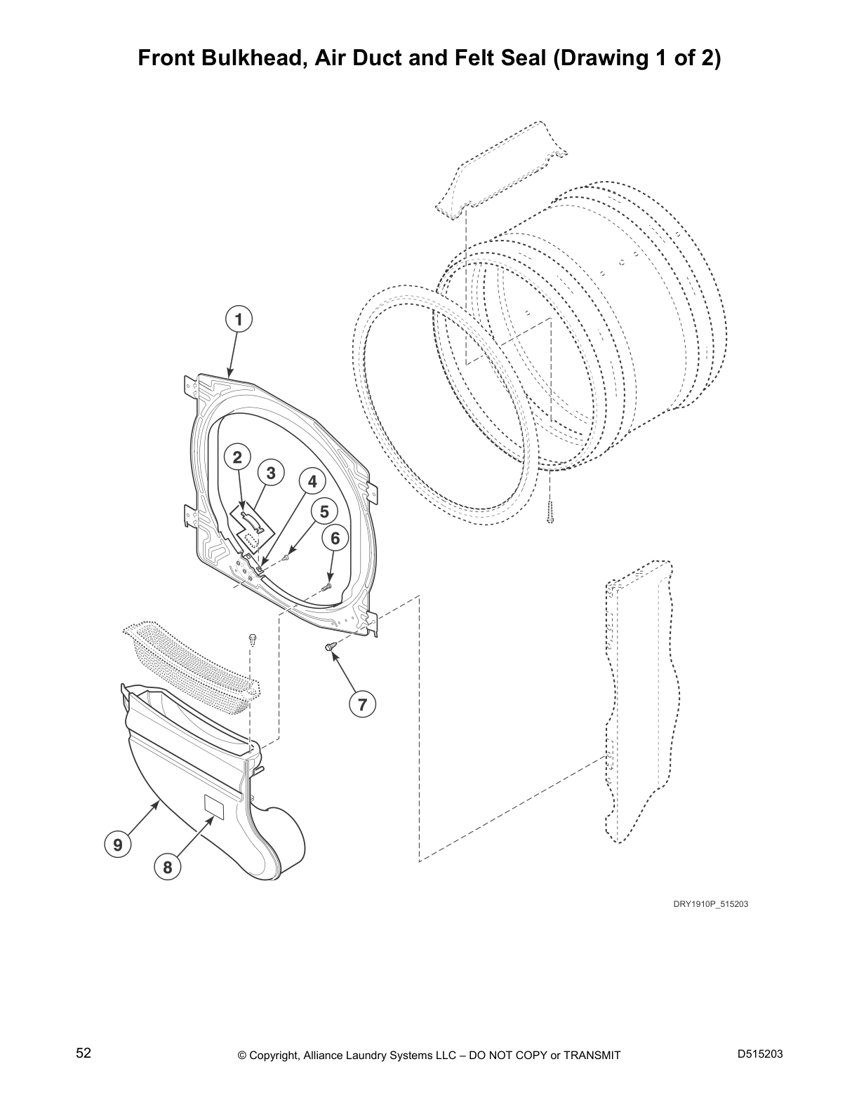 Front Bulkhead, Air Duct and Felt Seal (Drawing 1 of 2)