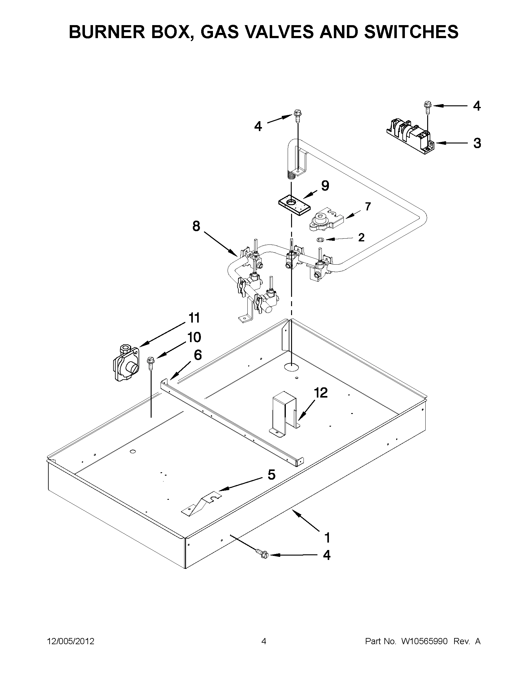 02 - BURNER BOX, GAS VALVES AND SWITCHES