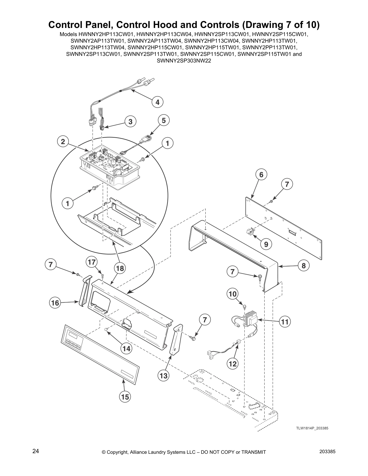 Control Panel, Control Hood and Controls (Drawing 7 of 10)