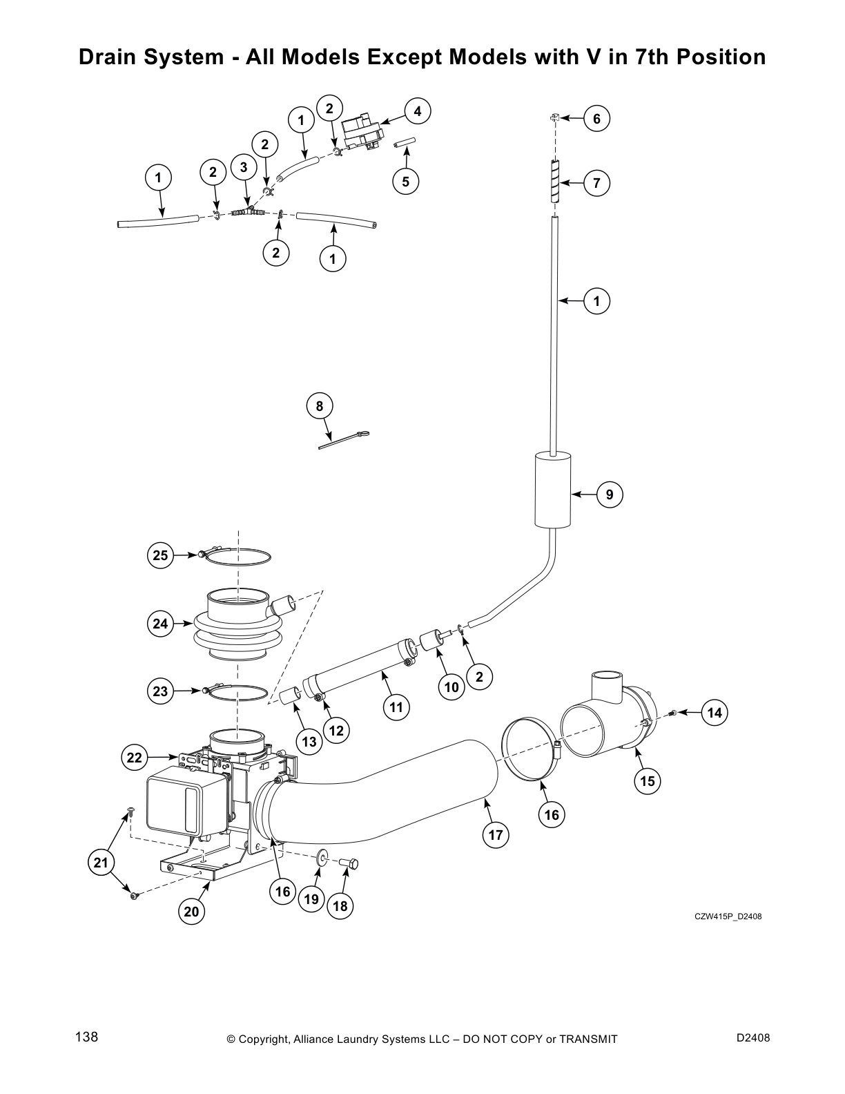Drain System - All Models Except Models with V in 7th Position
