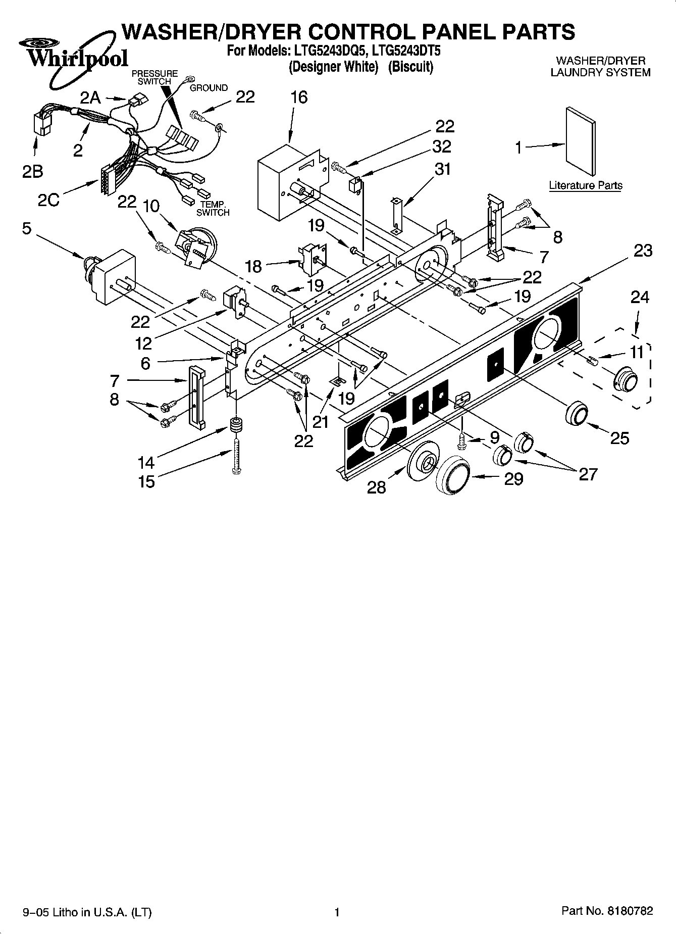 01 - WASHER/DRYER CONTROL PANEL PARTS