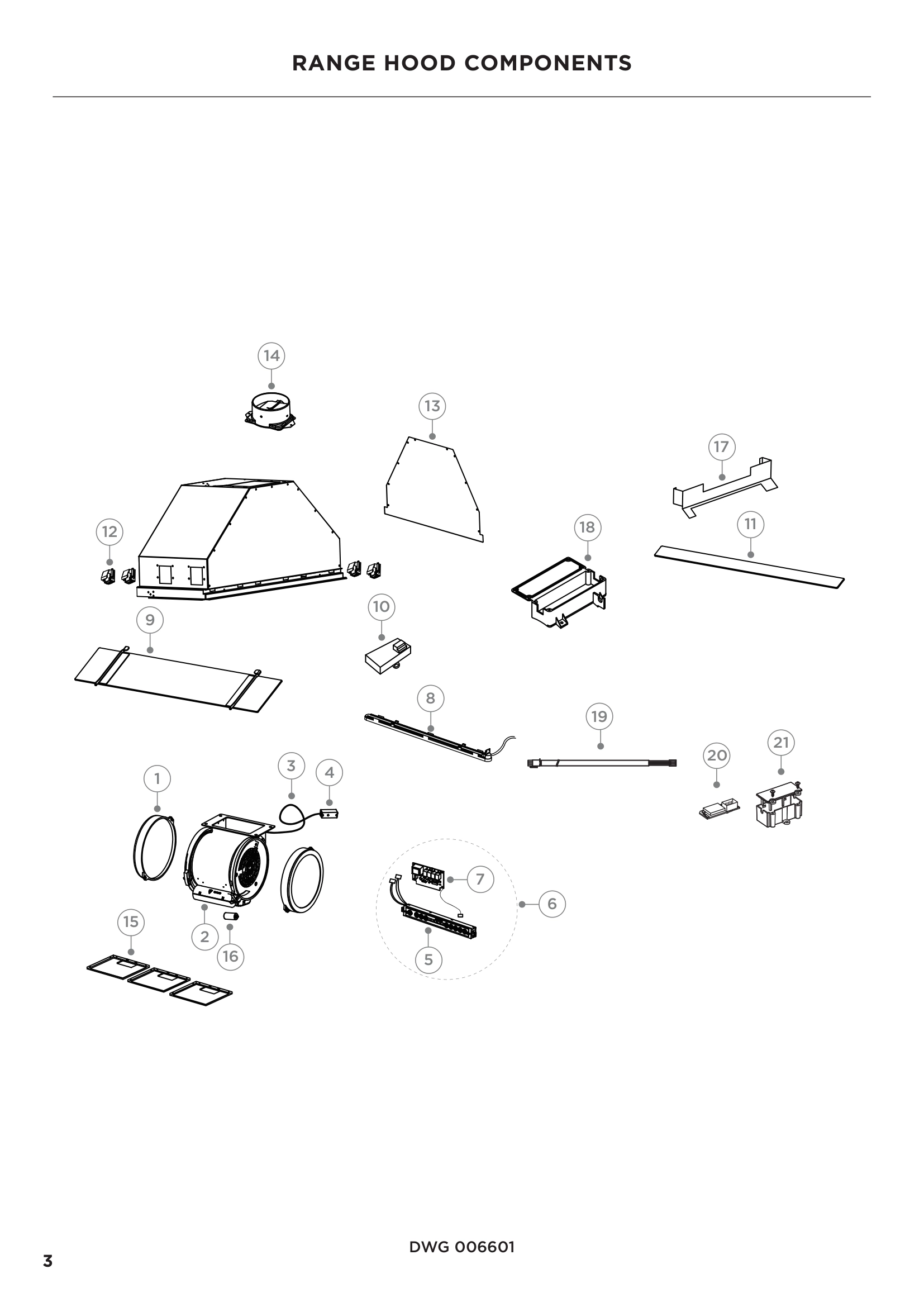 RANGE HOOD COMPONENTS