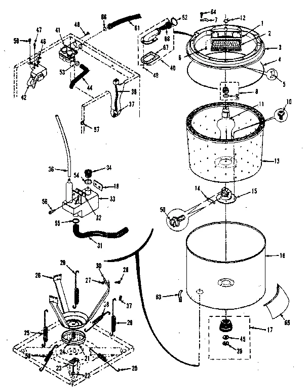 TUBS, WATER VALVE, LID SWITCH