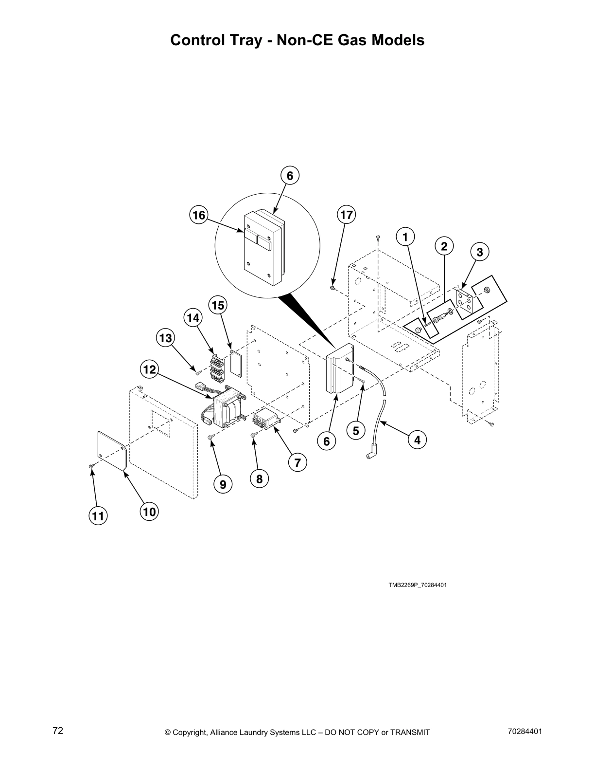 Control Tray - Non-CE Gas Models