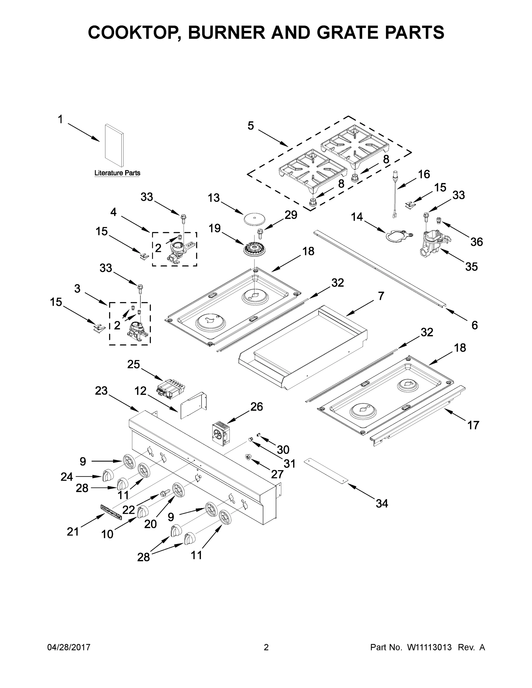 02 - COOKTOP, BURNER AND GRATE PARTS