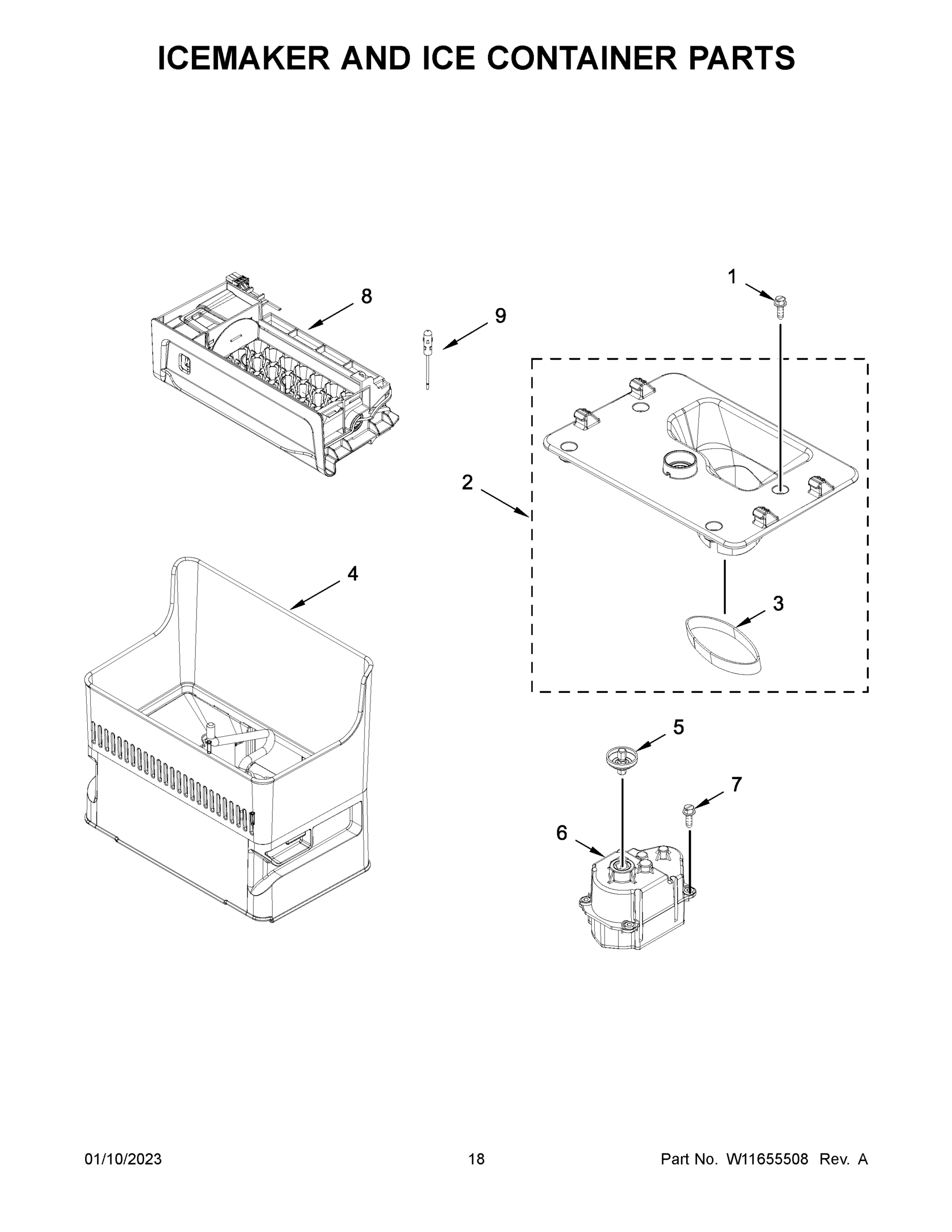 10 - ICEMAKER AND ICE CONTAINER PARTS