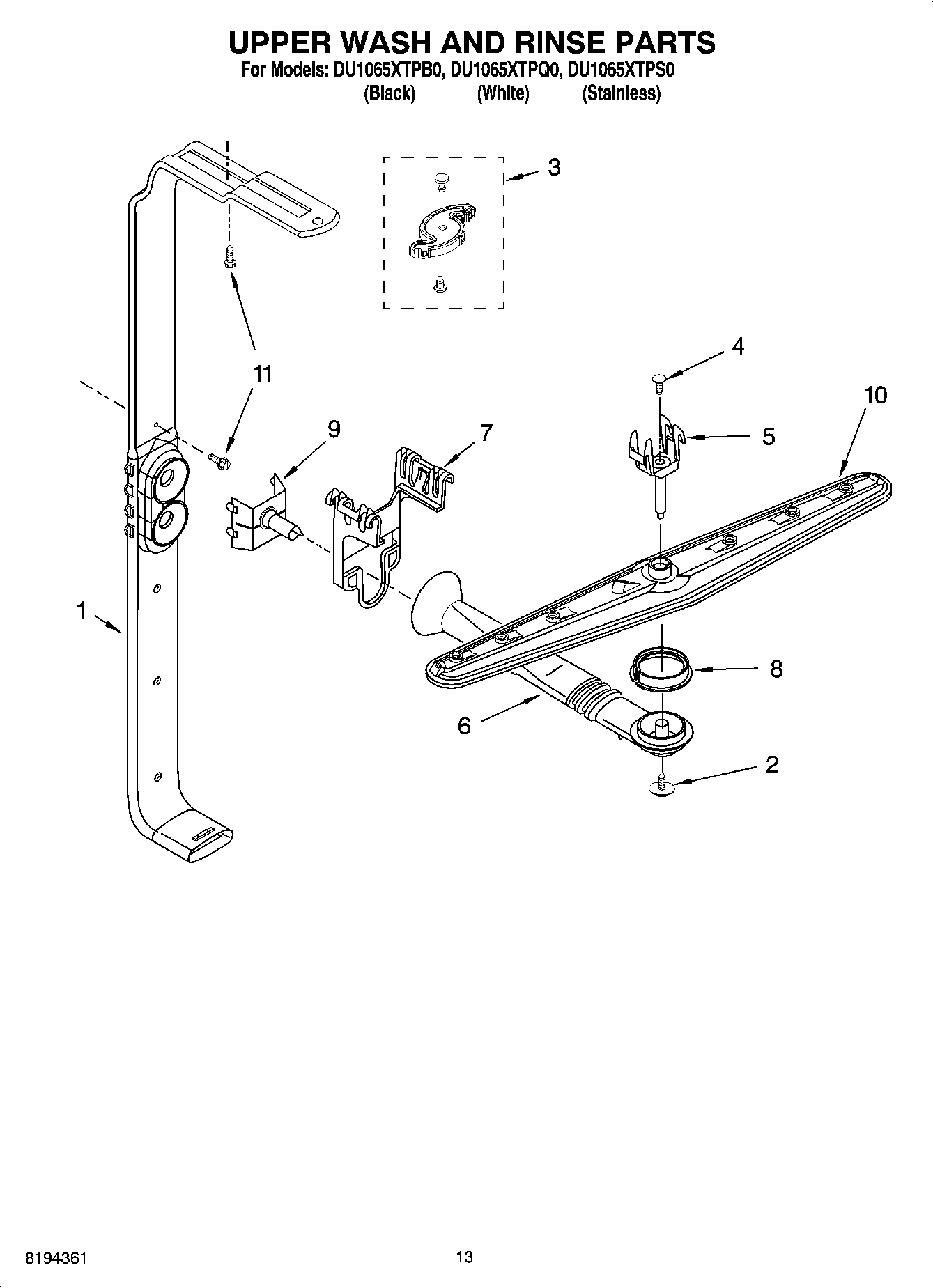 10 - UPPER WASH AND RINSE PARTS