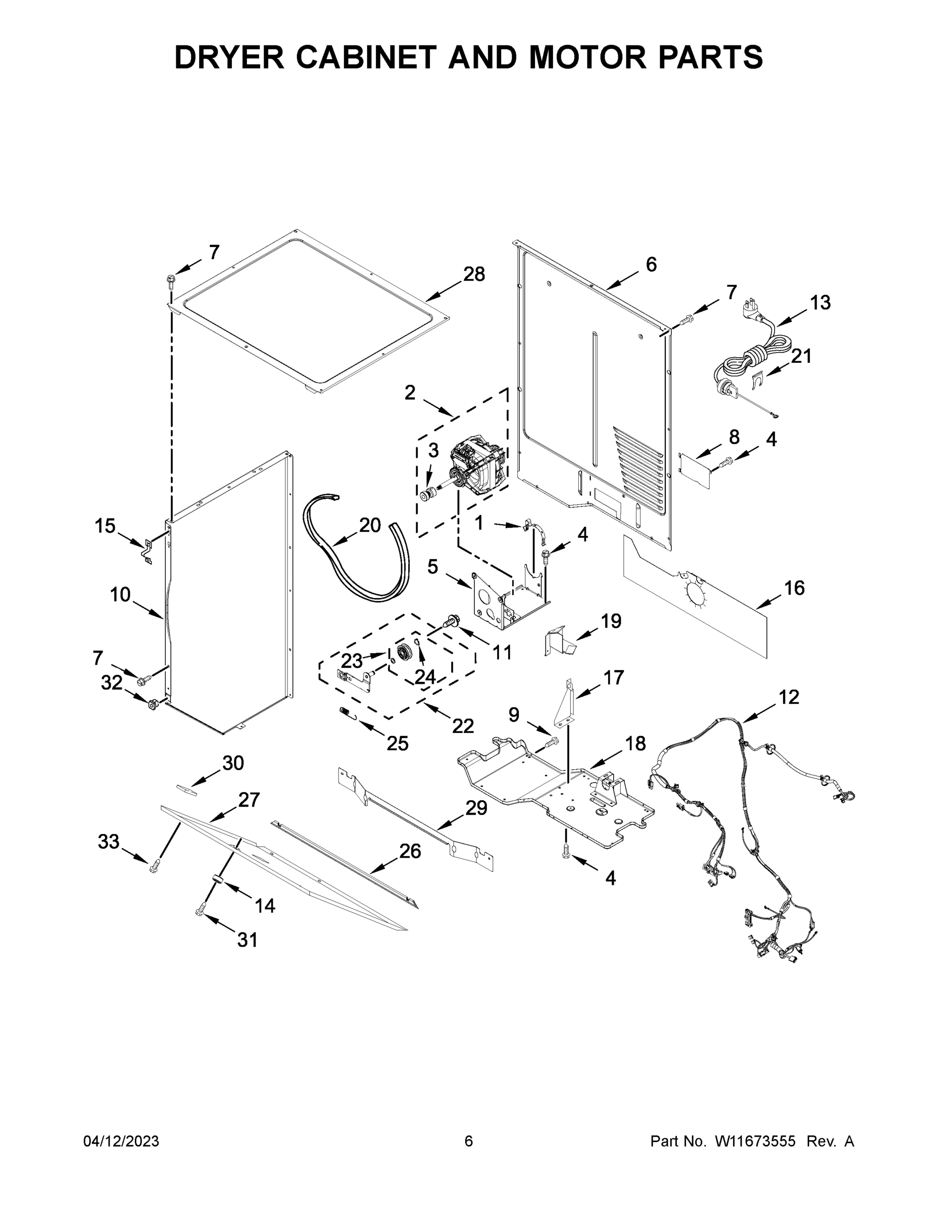 04 - DRYER CABINET AND MOTOR PARTS
