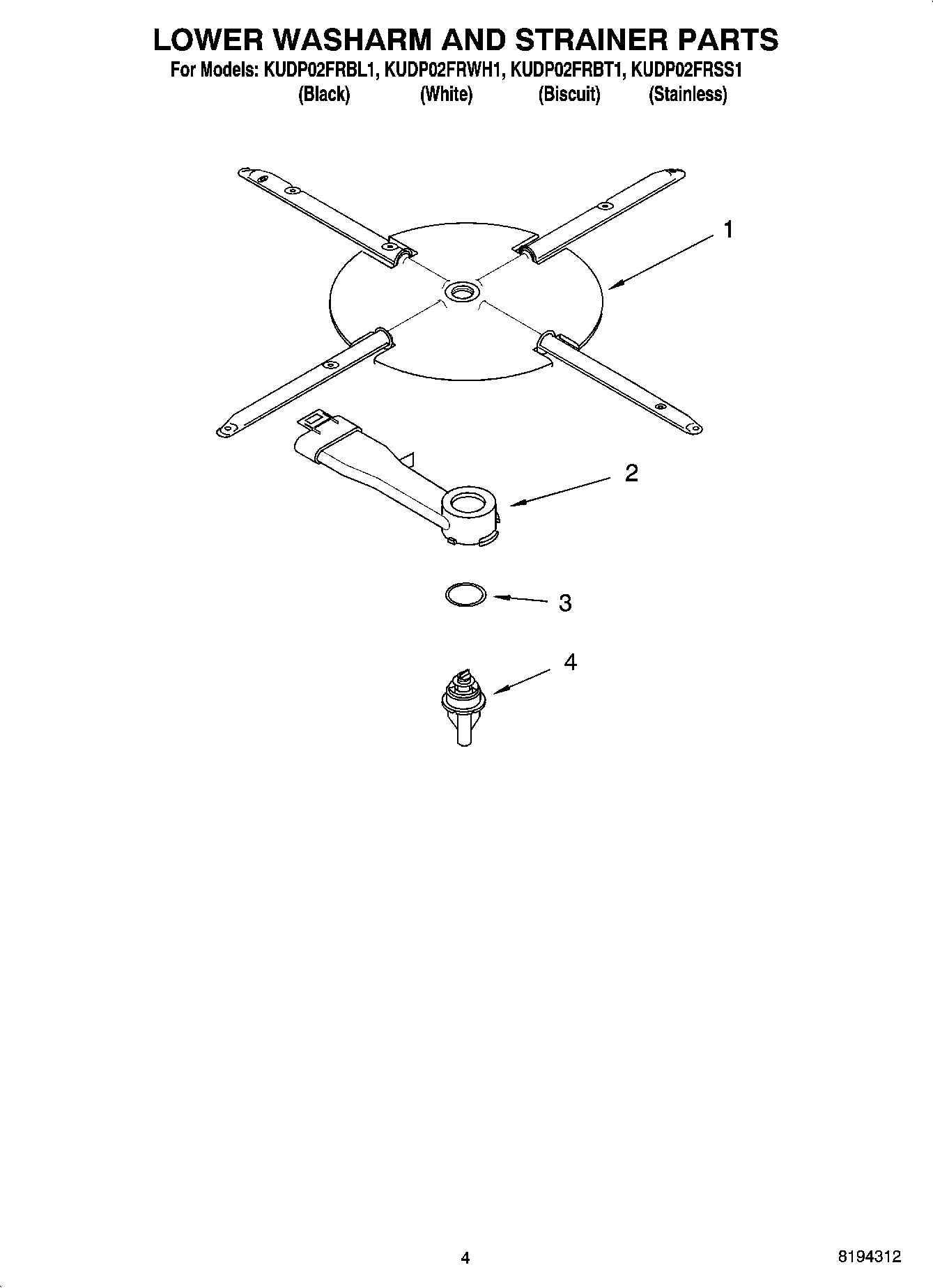 04 - LOWER WASHARM AND STRAINER PARTS