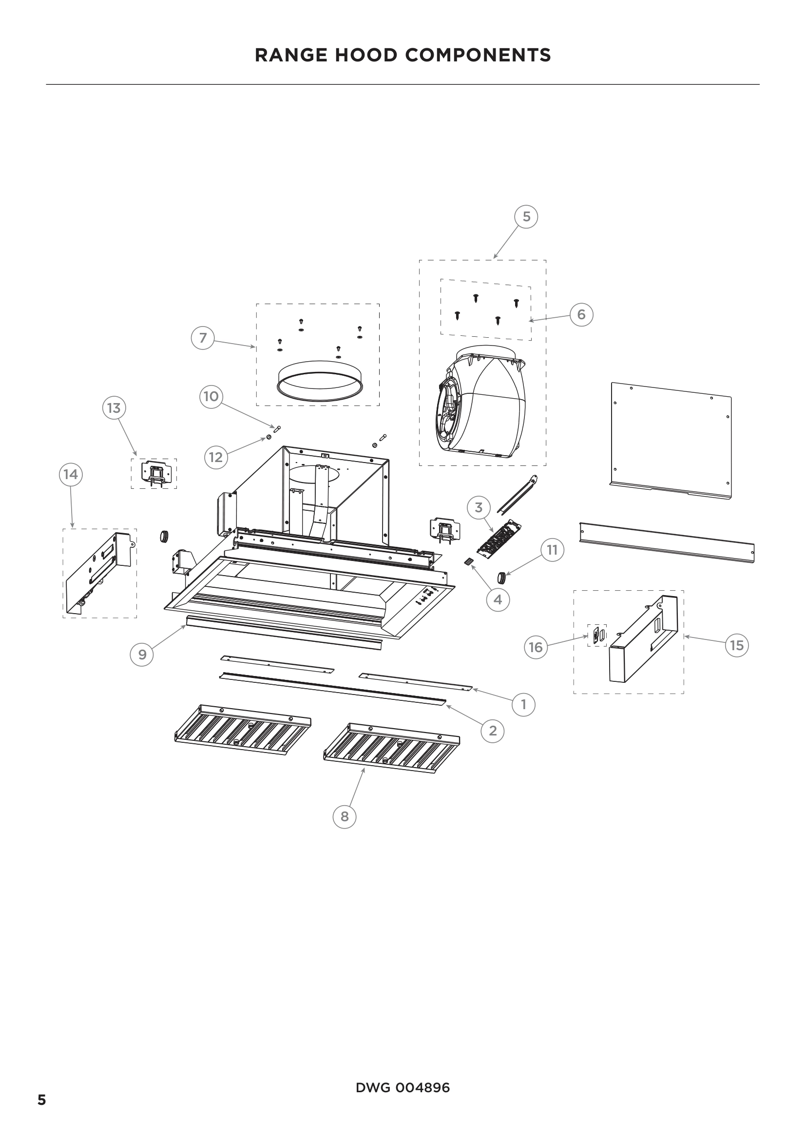 RANGE HOOD COMPONENTS