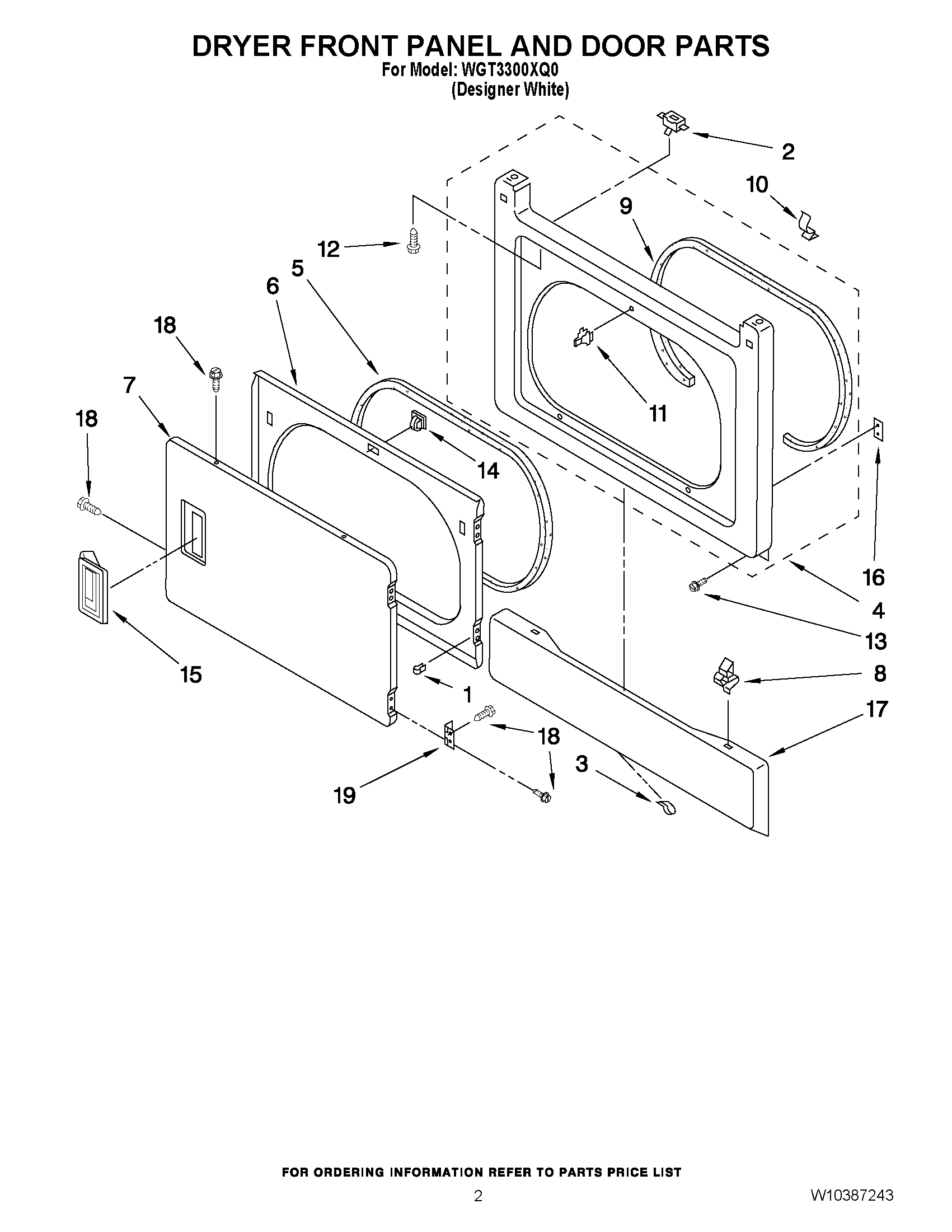 02 - DRYER FRONT PANEL AND DOOR PARTS