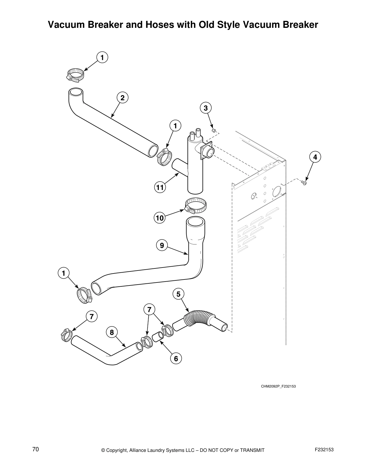 Vacuum Breaker and Hoses with Old Style Vacuum Breaker