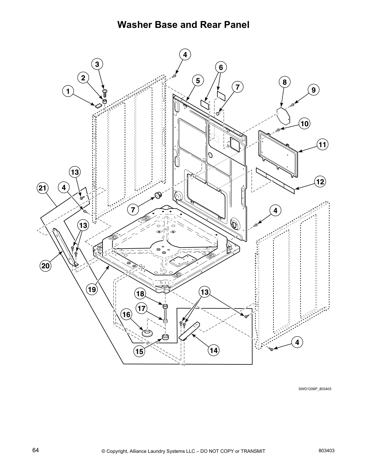 Washer Base and Rear Panel