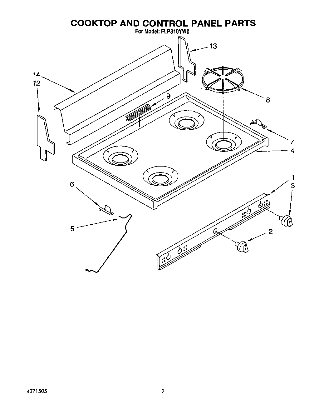 02 - COOKTOP AND CONTROL PANEL, LIT/OPTI