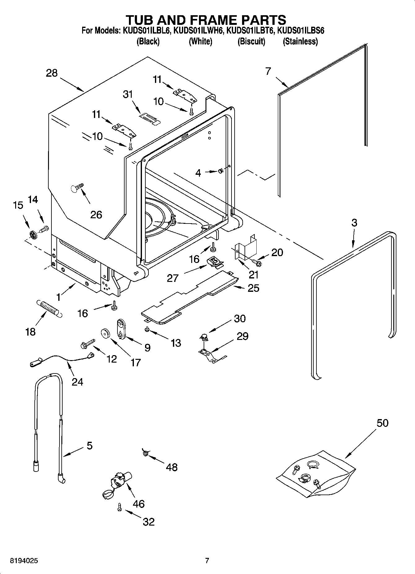 07 - TUB AND FRAME PARTS