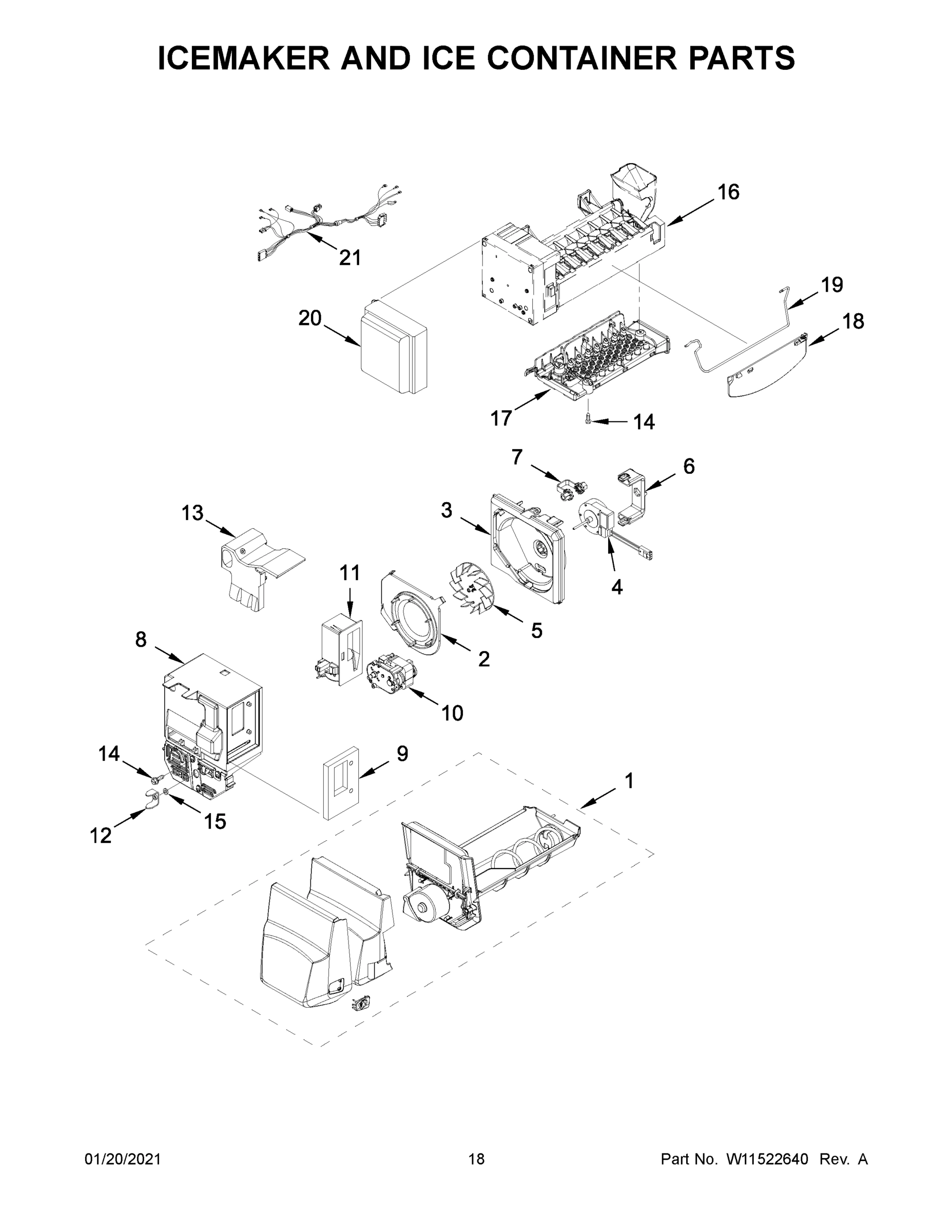 10 - ICEMAKER AND ICE CONTAINER PARTS