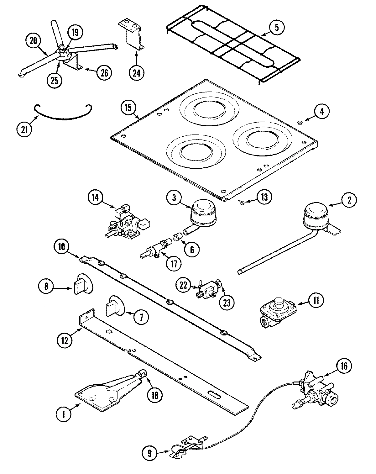 02 - MAIN TOP & BURNER ASSEMBLY