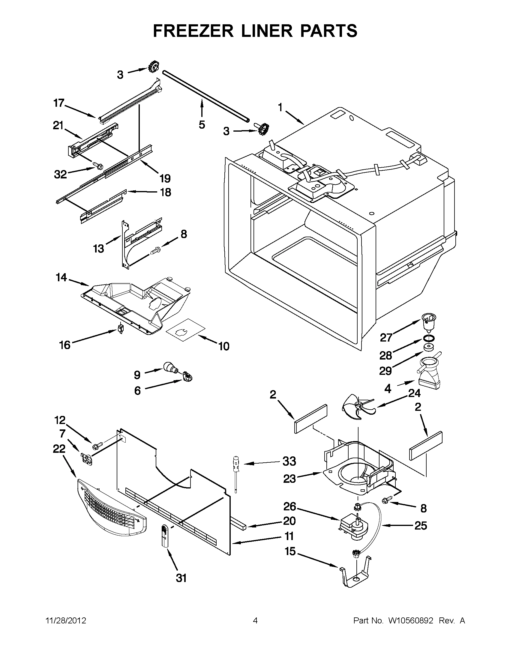 02 - FREEZER LINER PARTS
