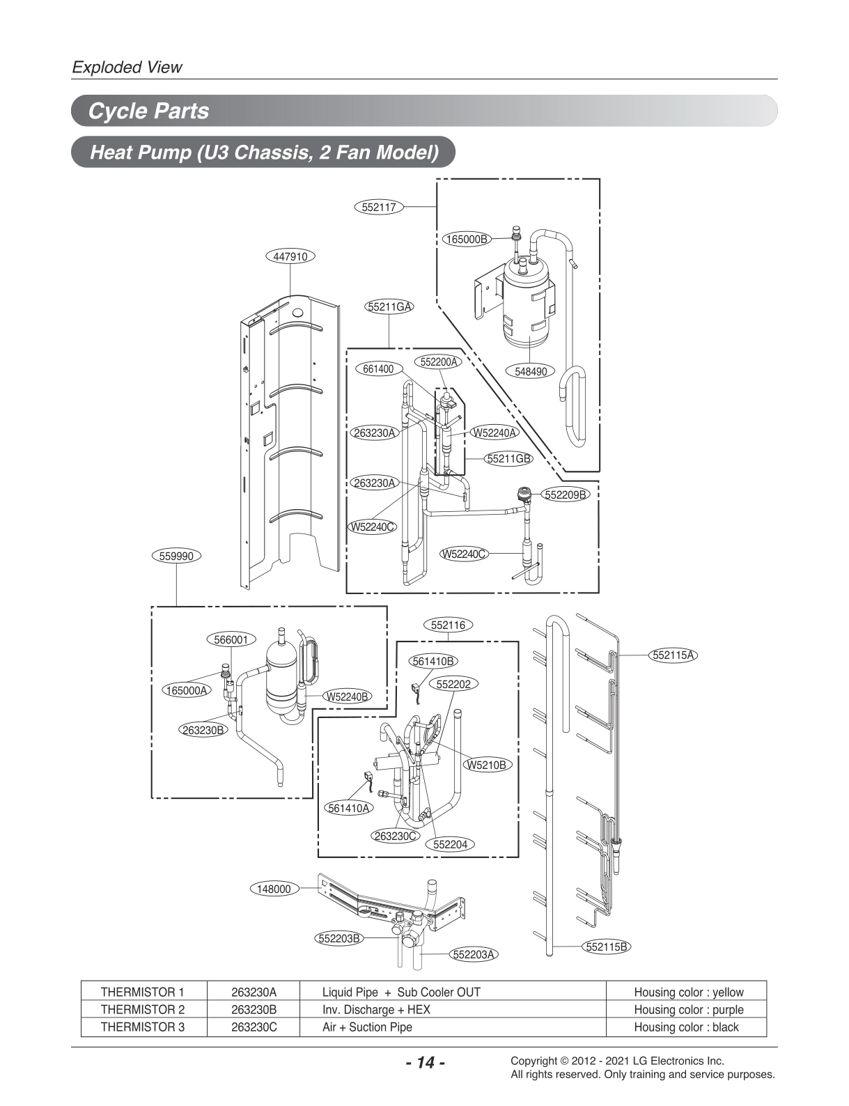 CYCLE PARTS HEAT PUMP (U3 CHASSIS, 2 FAN MODEL)
