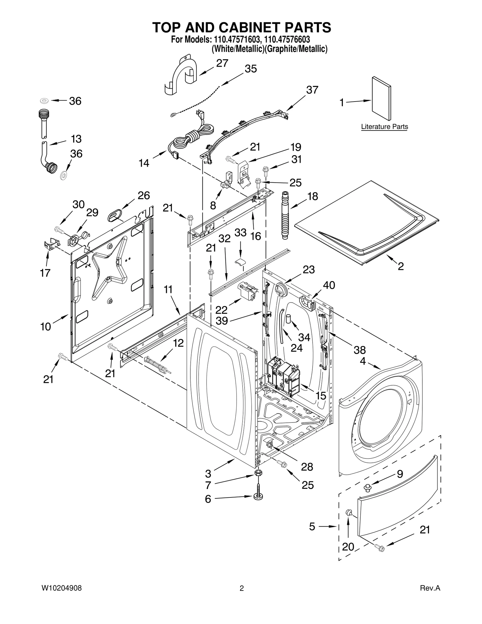TOP AND CABINET PARTS