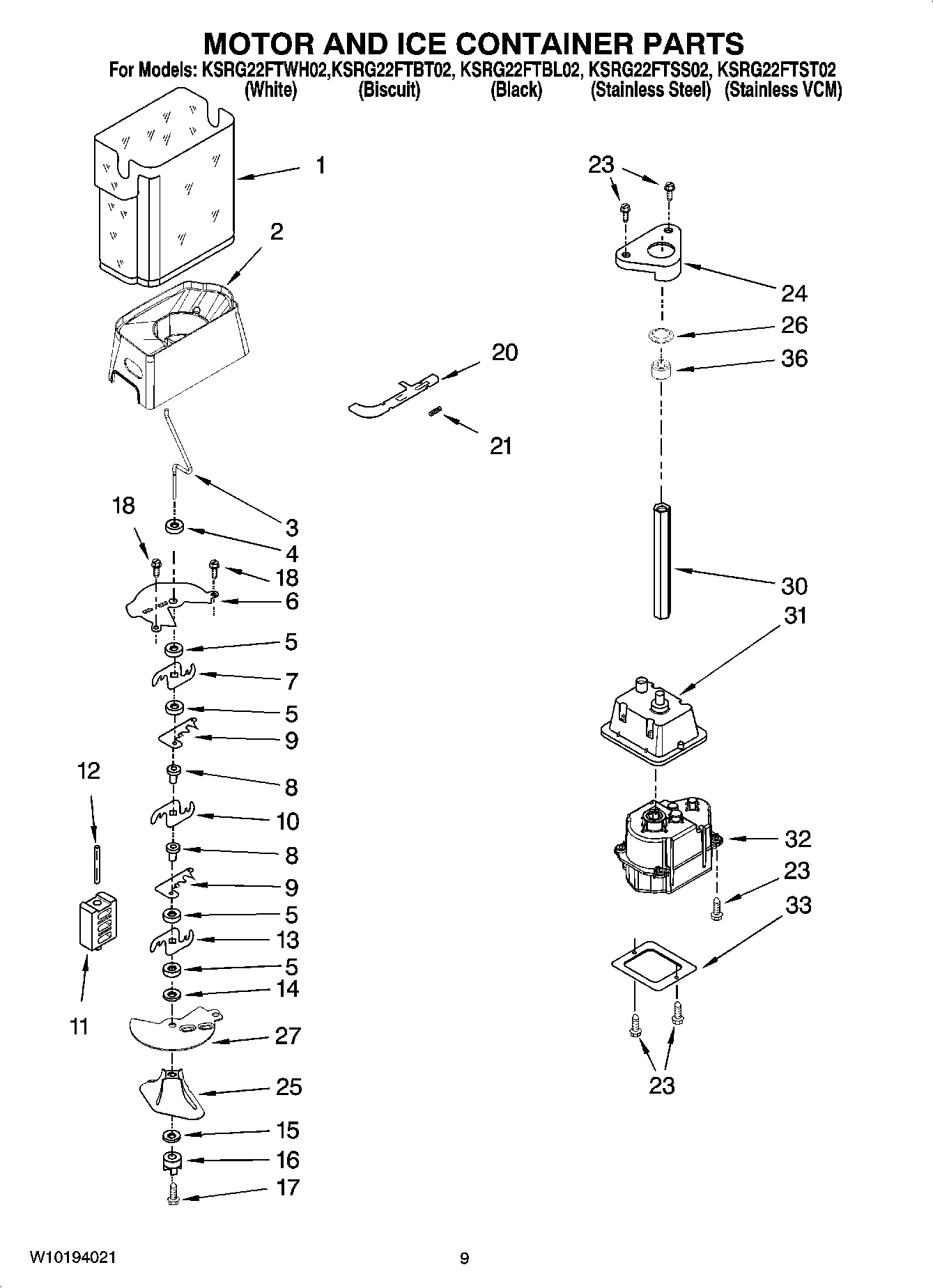 06 - MOTOR AND ICE CONTAINER PARTS