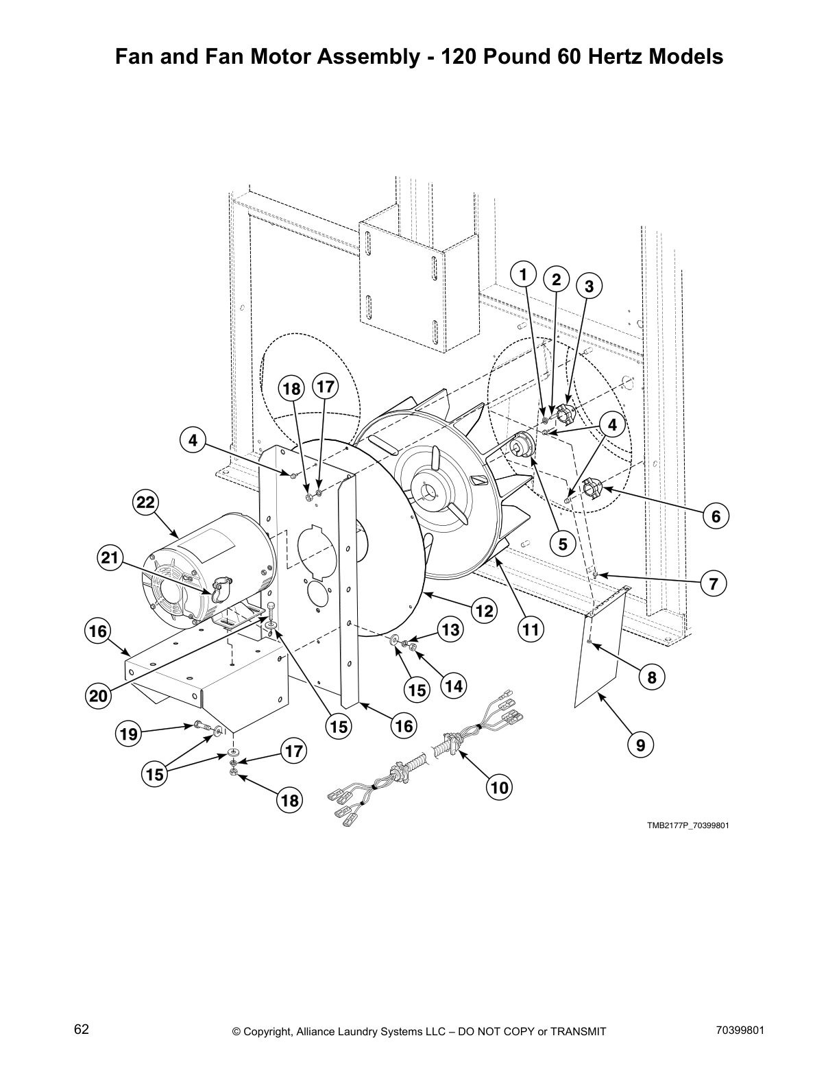 Fan and Fan Motor Assembly - 120 Pound 60 Hertz Models