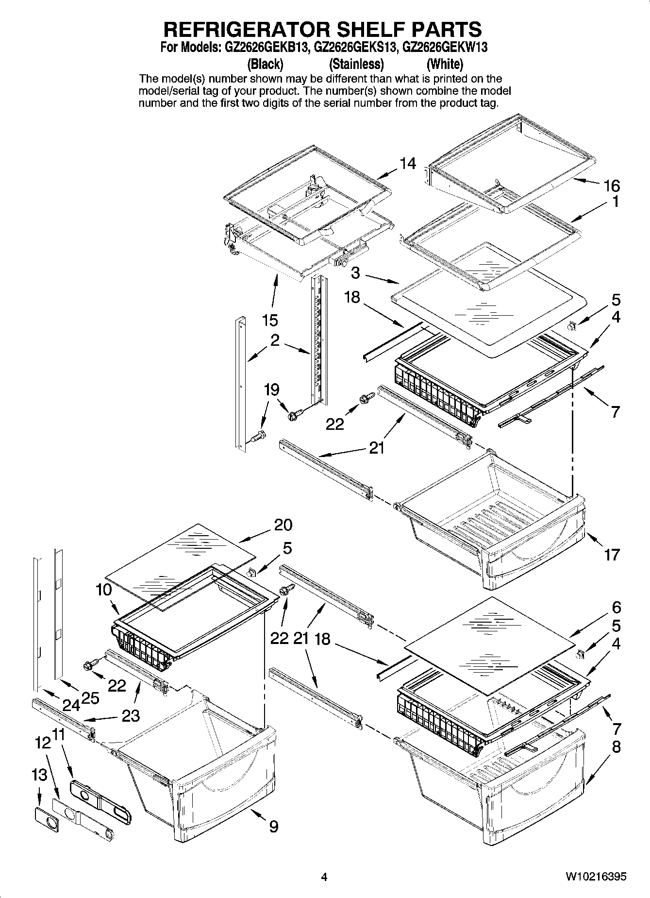 03 - REFRIGERATOR SHELF PARTS