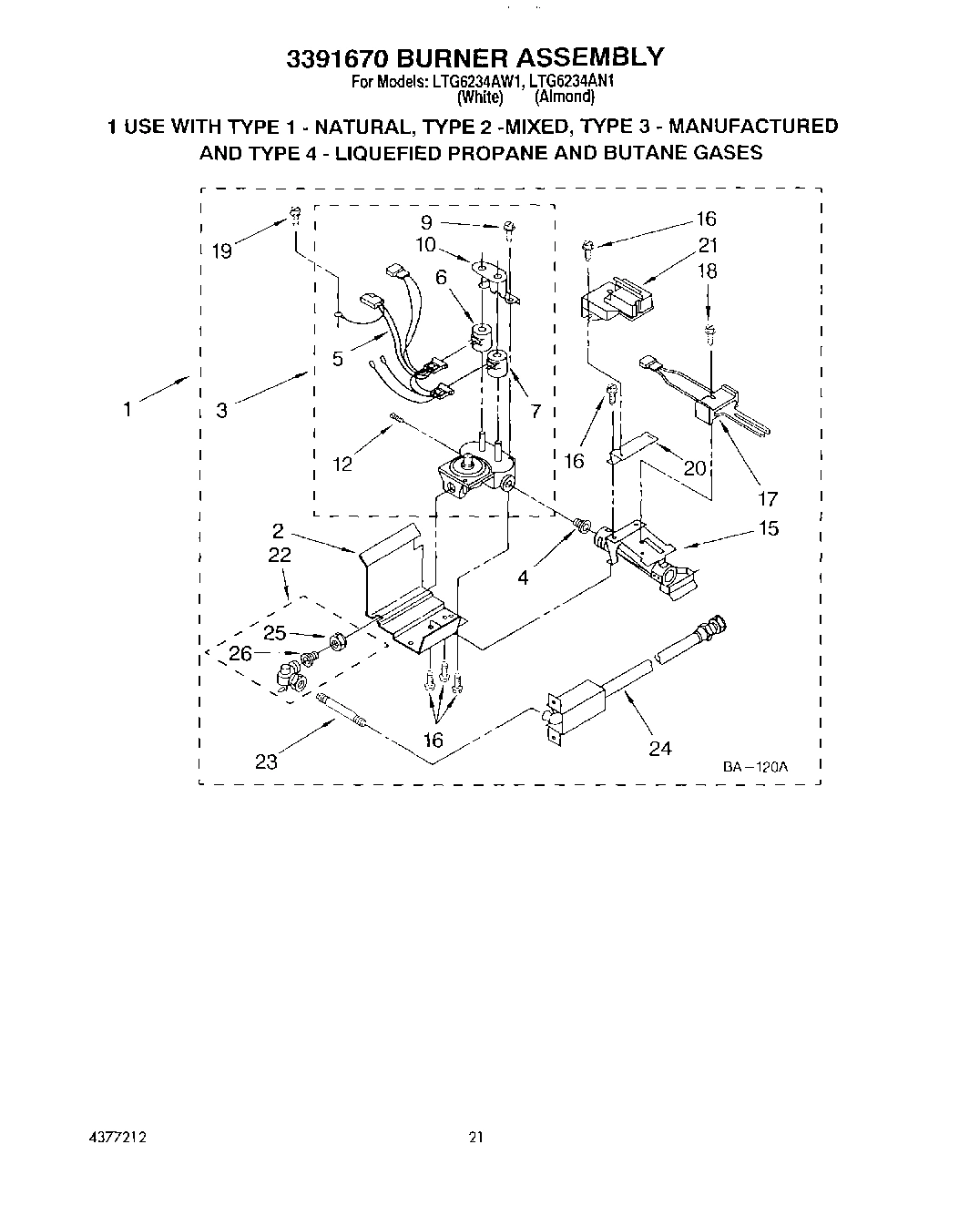 15 - 3391670 BURNER ASSEMBLY