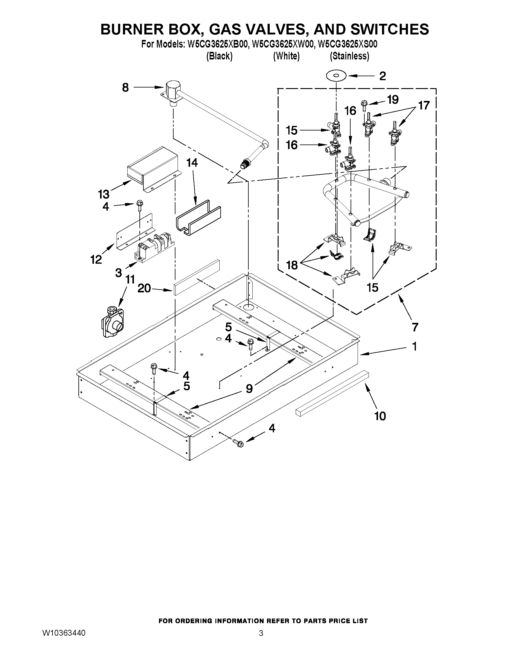 02 - BURNER BOX, GAS VALVES, AND SWITCHES