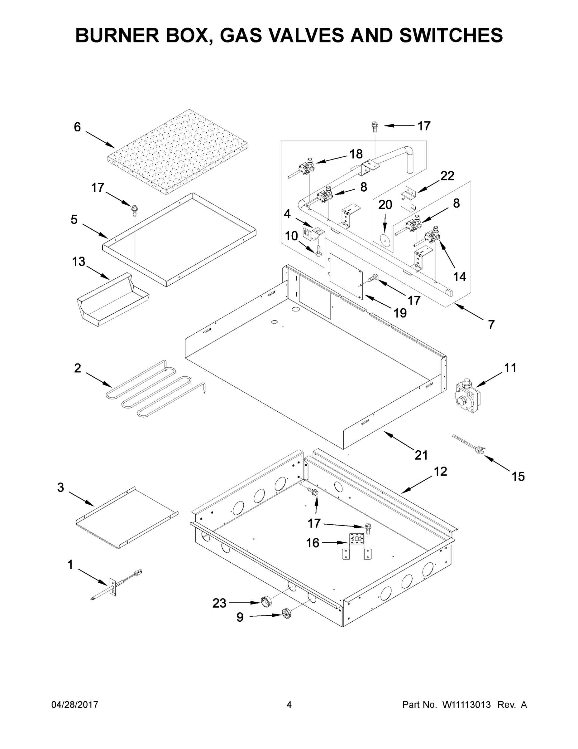 03 - BURNER BOX, GAS VALVES AND SWITCHES