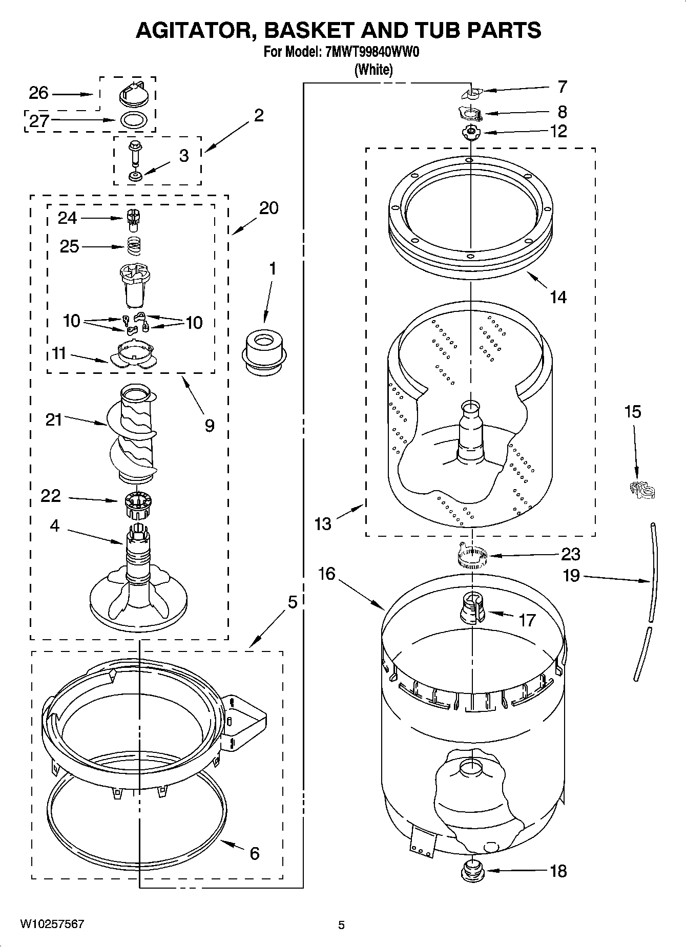 03 - AGITATOR, BASKET AND TUB PARTS