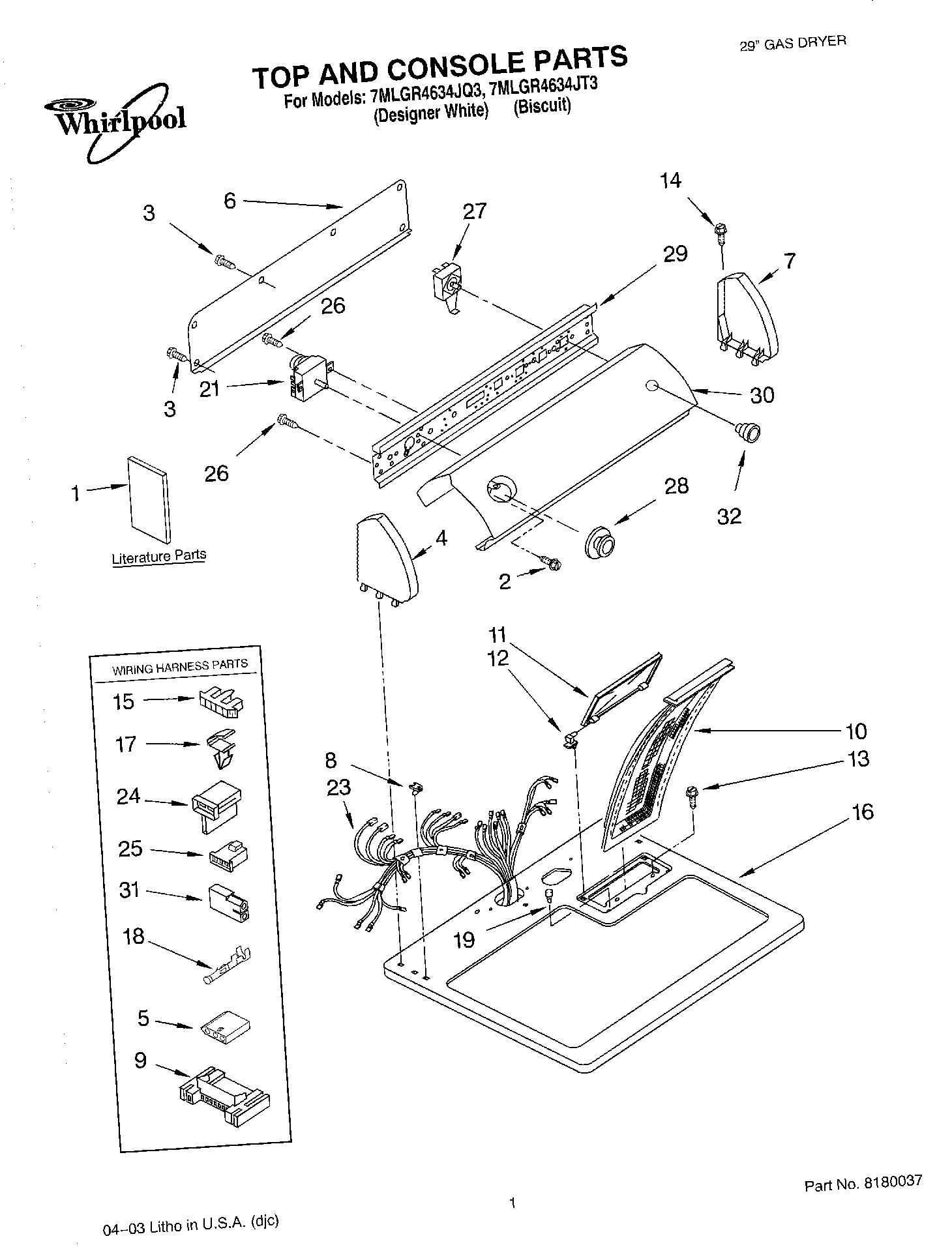 01 - TOP AND CONSOLE PARTS