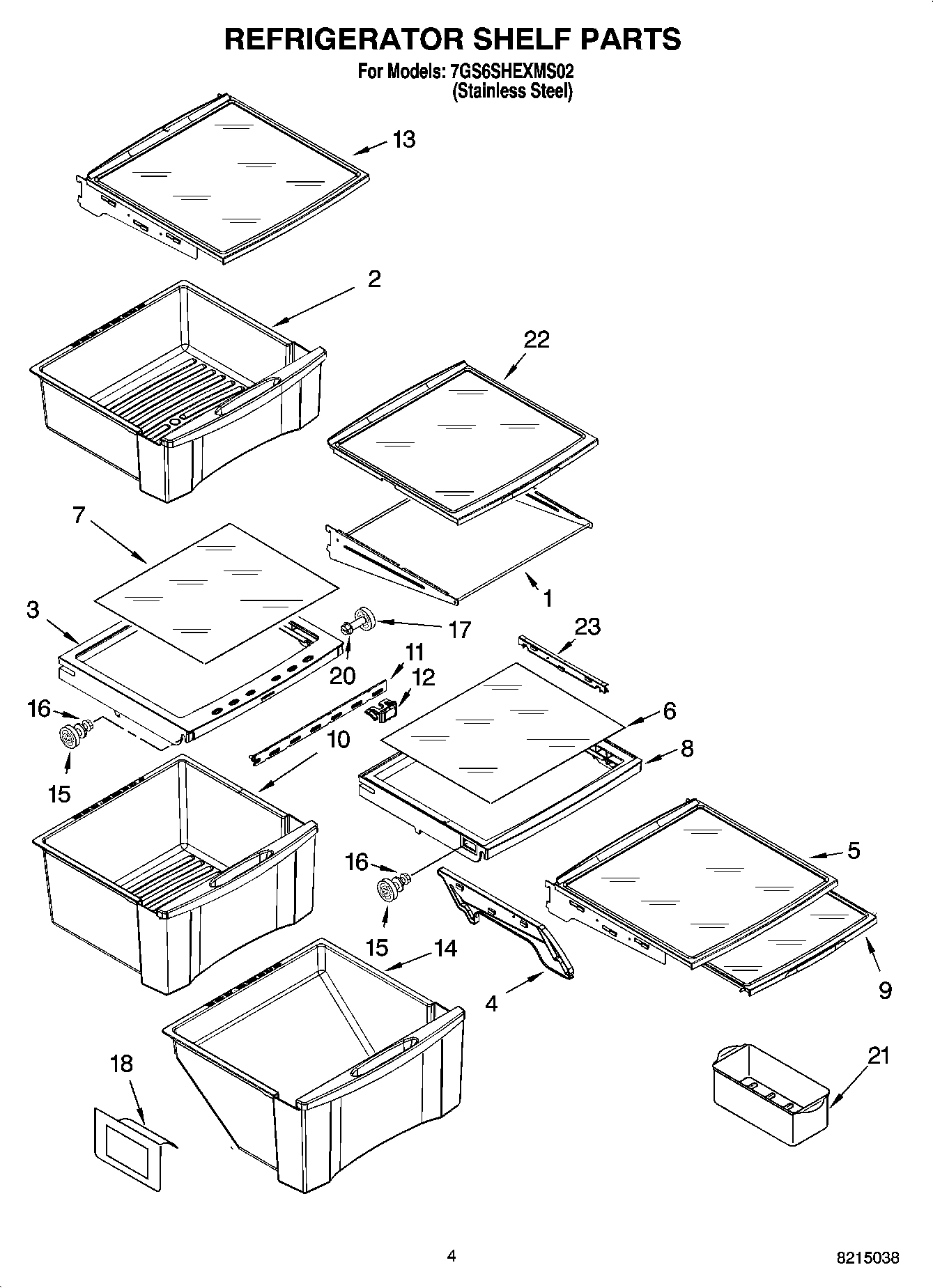 03 - REFRIGERATOR SHELF PARTS