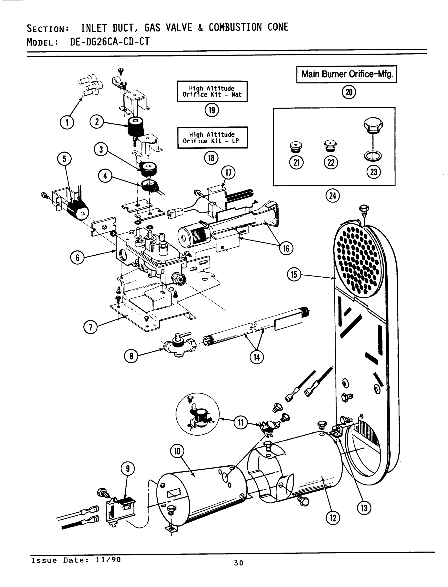 07 - INLET DUCT, GAS VALVE & COMBUSTION CONE