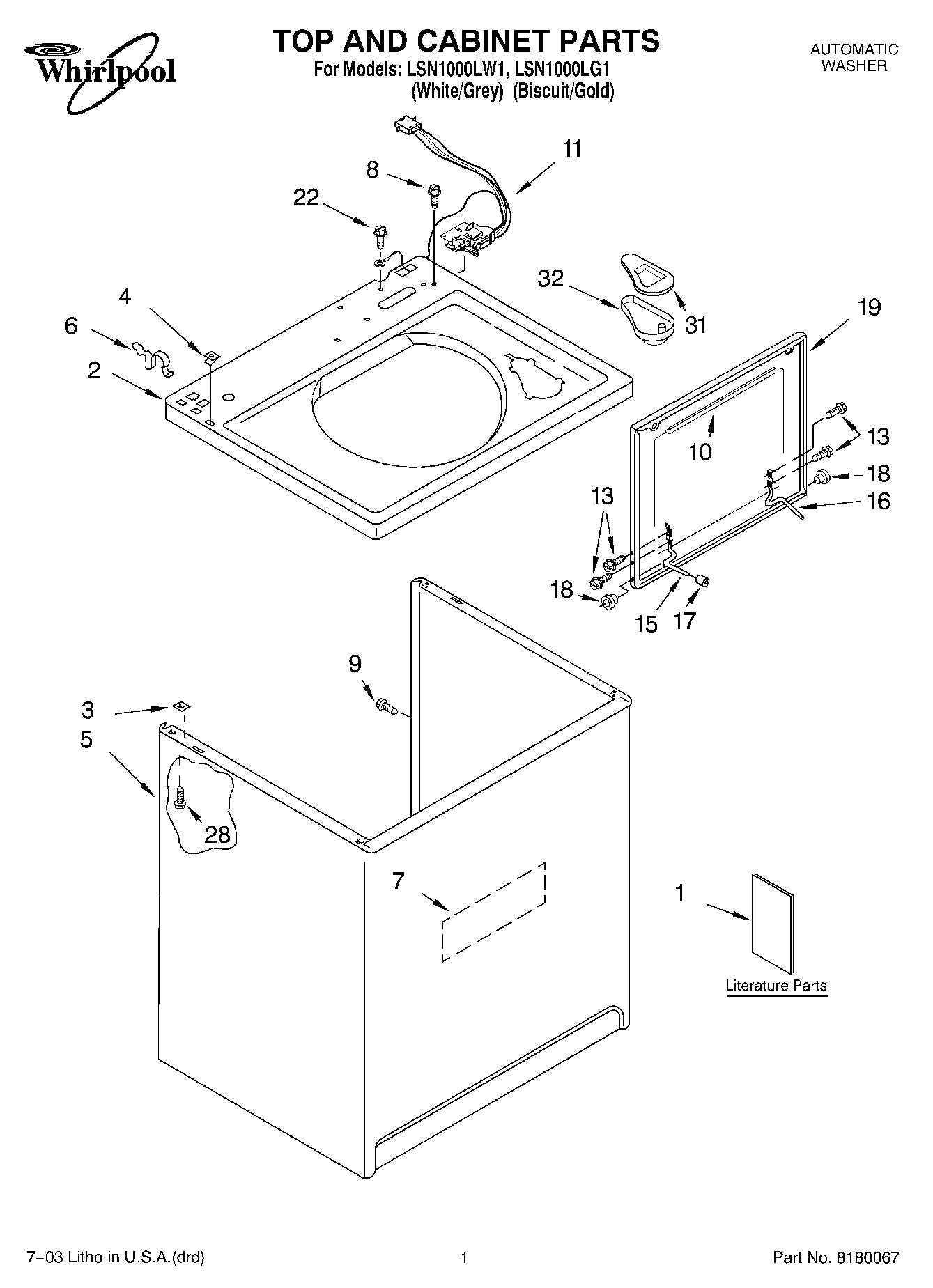 01 - TOP AND CABINET PARTS