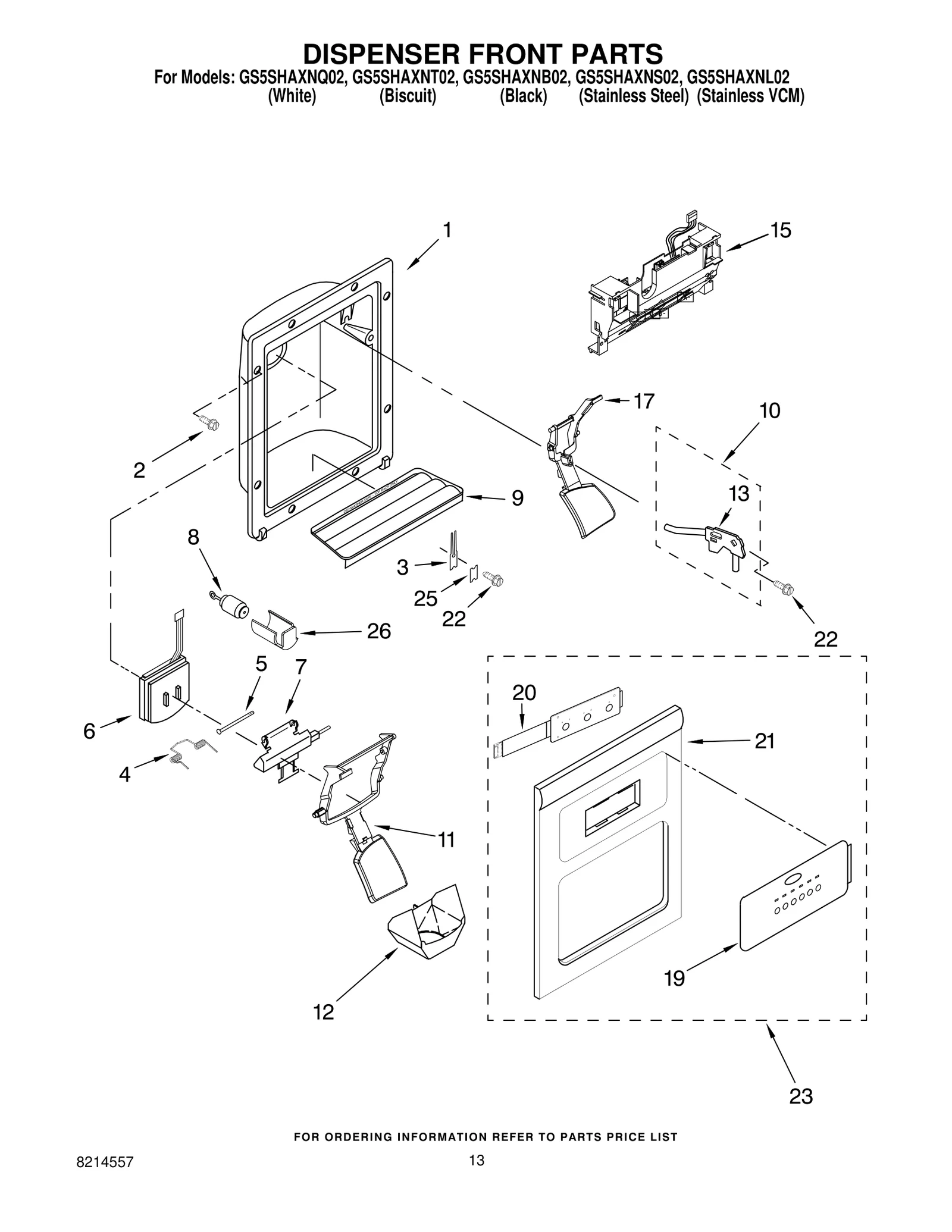 DISPENSER FRONT PARTS