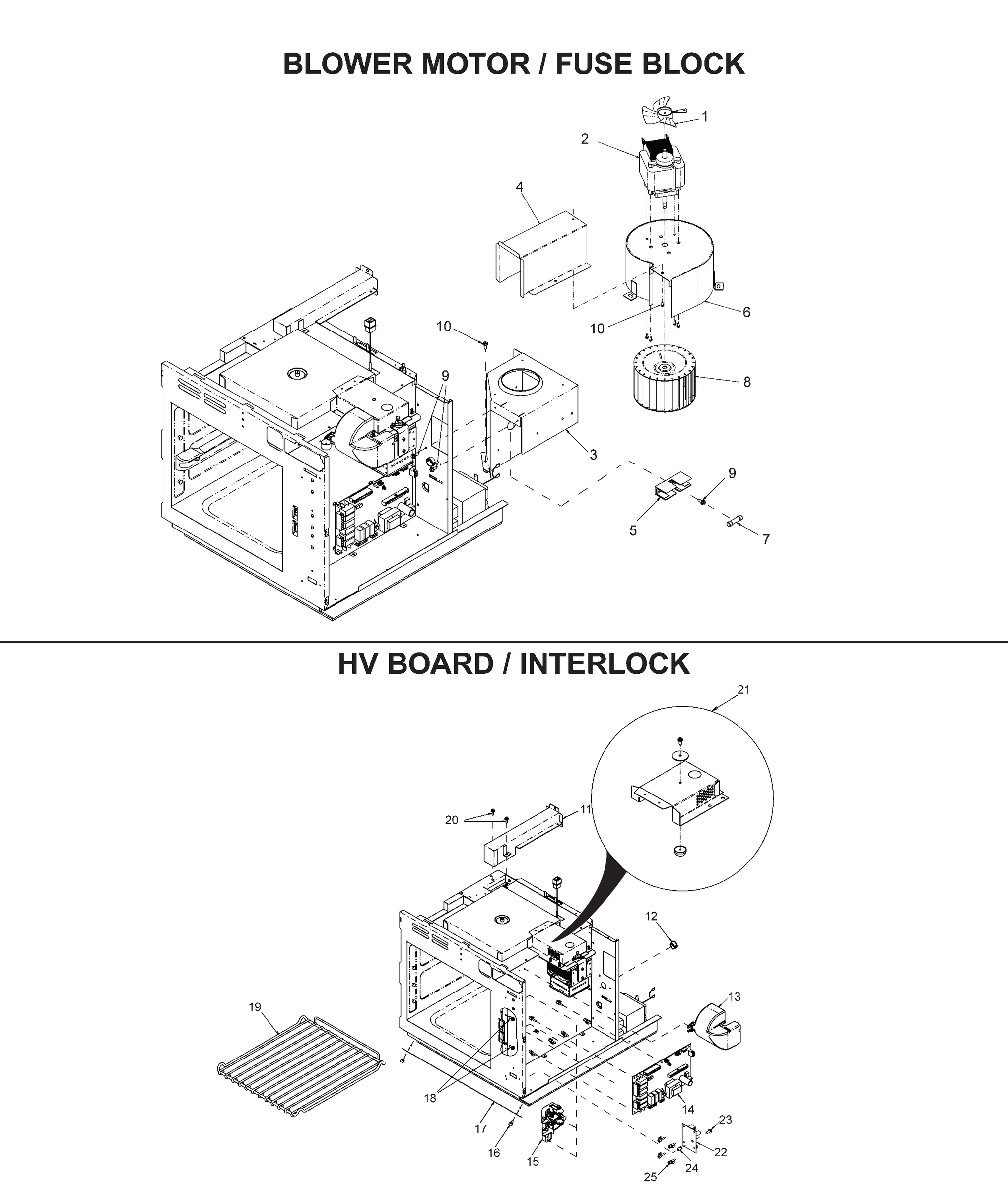 BLOWER MOTOR / FUSE BLOCK /HV BOARD / INTERLOCK