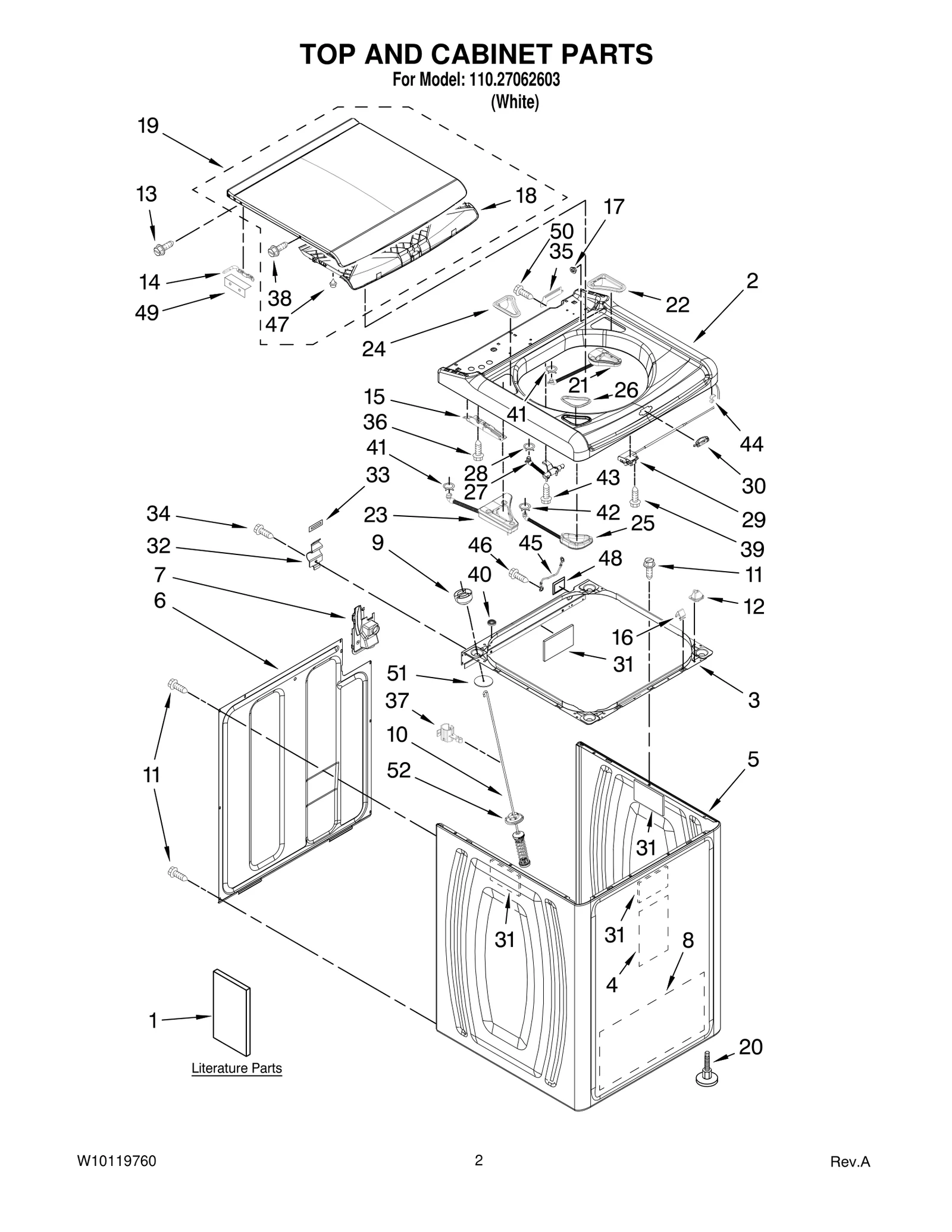 TOP AND CABINET PARTS