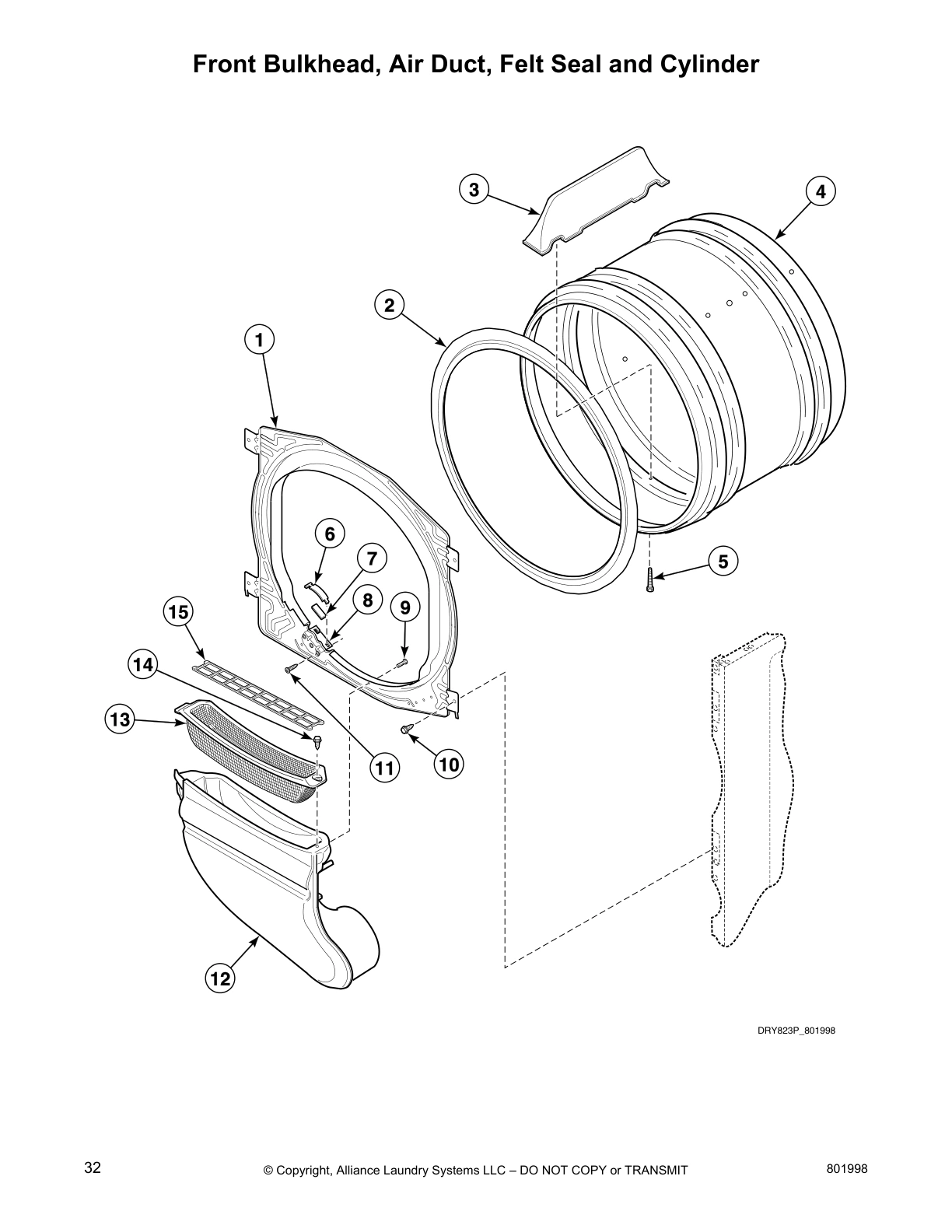 Front Bulkhead, Air Duct, Felt Seal and Cylinder