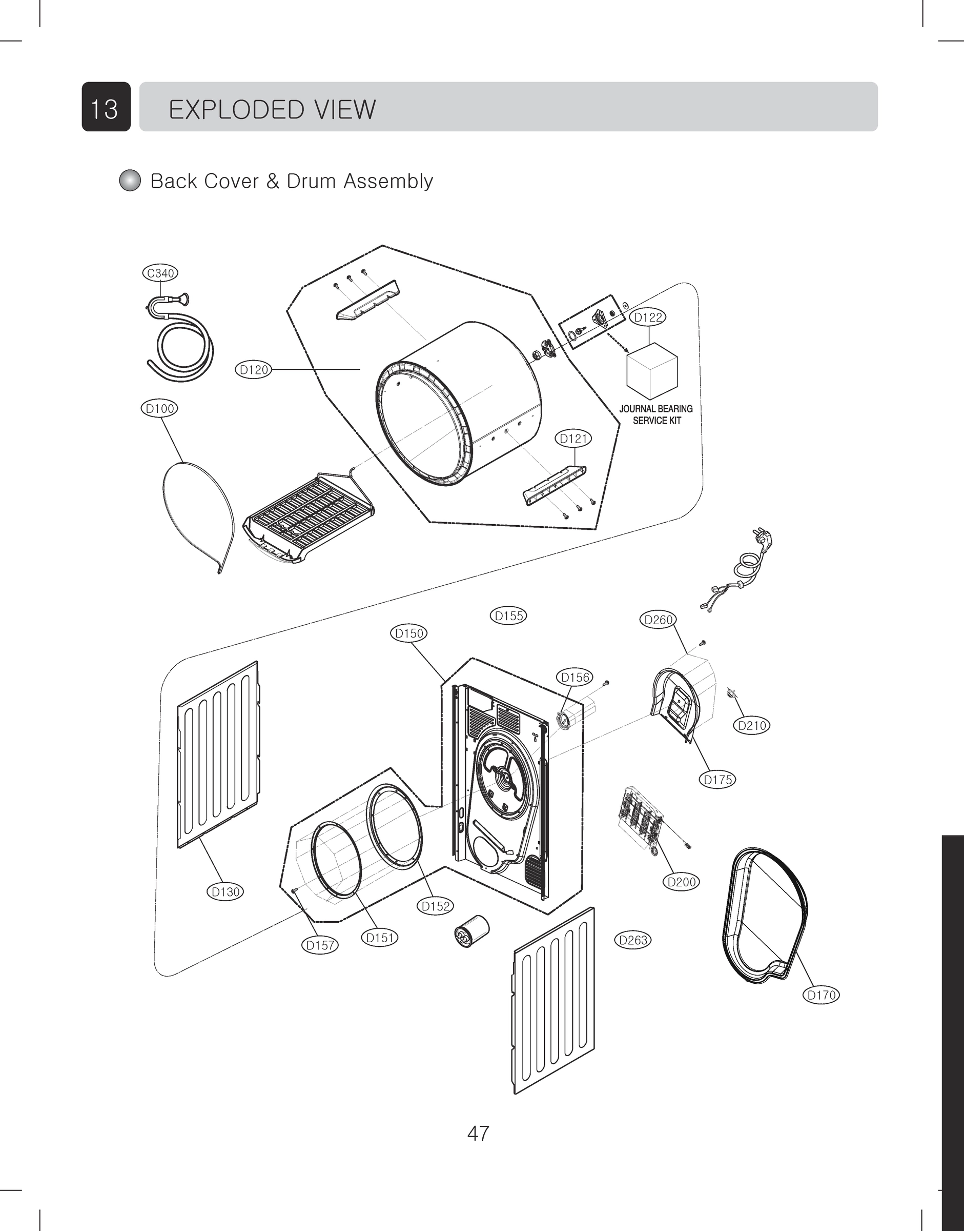 BACK COVER & DRUM ASSEMBLY