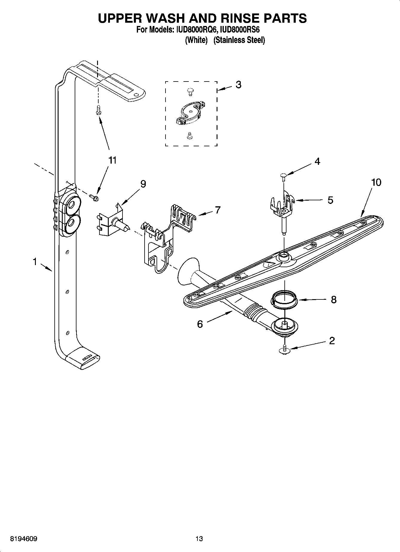 10 - UPPER WASH AND RINSE PARTS