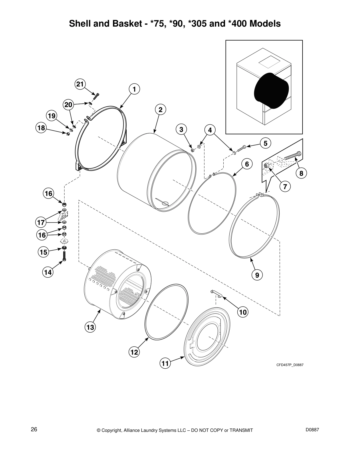 Shell and Basket - *75, *90, *305 and *400 Models