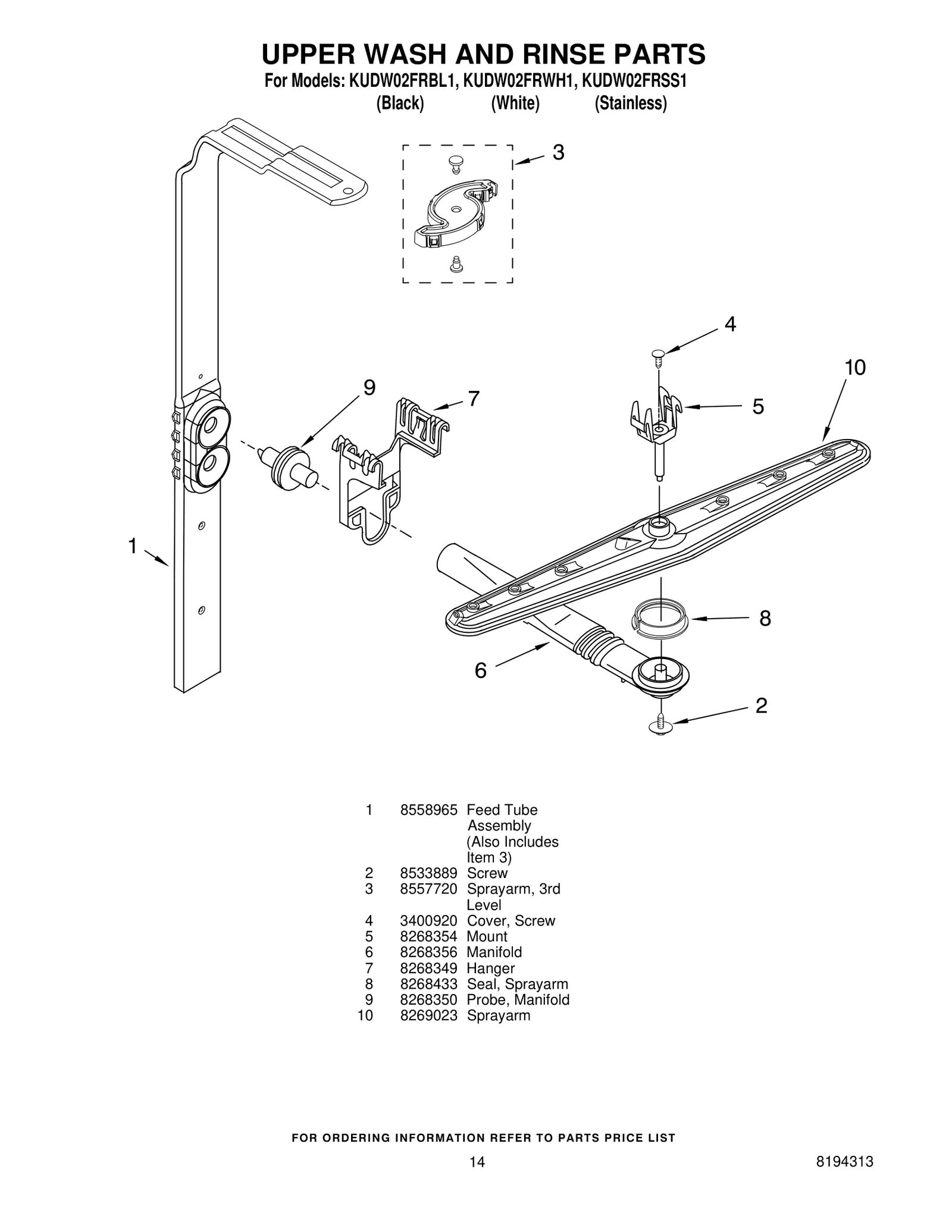 UPPER WASH AND RINSE PARTS