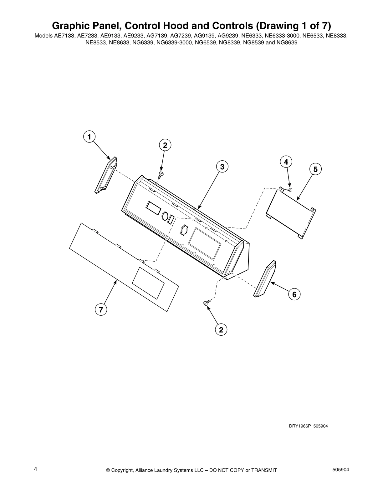 Graphic Panel, Control Hood and Controls (Drawing 1 of 7)