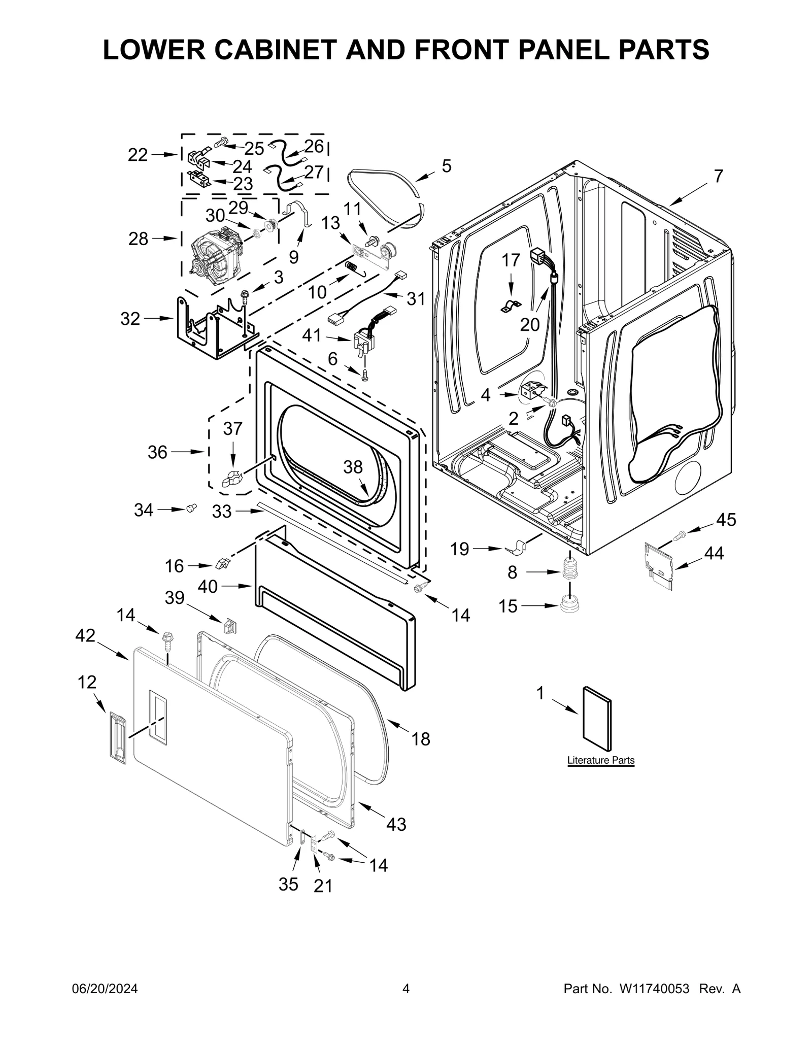 LOWER CABINET AND FRONT PANEL PARTS