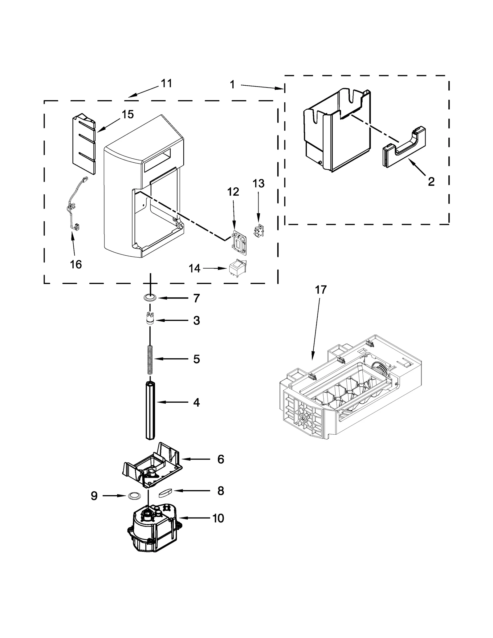 ICEMAKER AND ICE CONTAINER PARTS